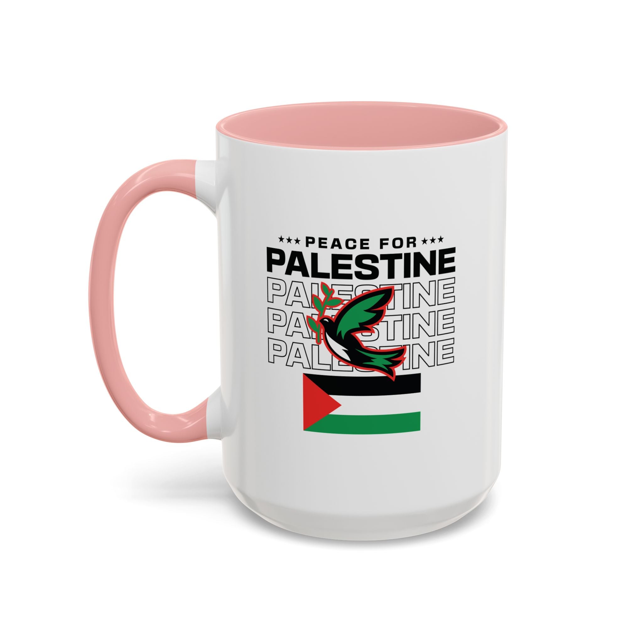 Peace for Palestine Accent Coffee Mug - 15oz / Pink