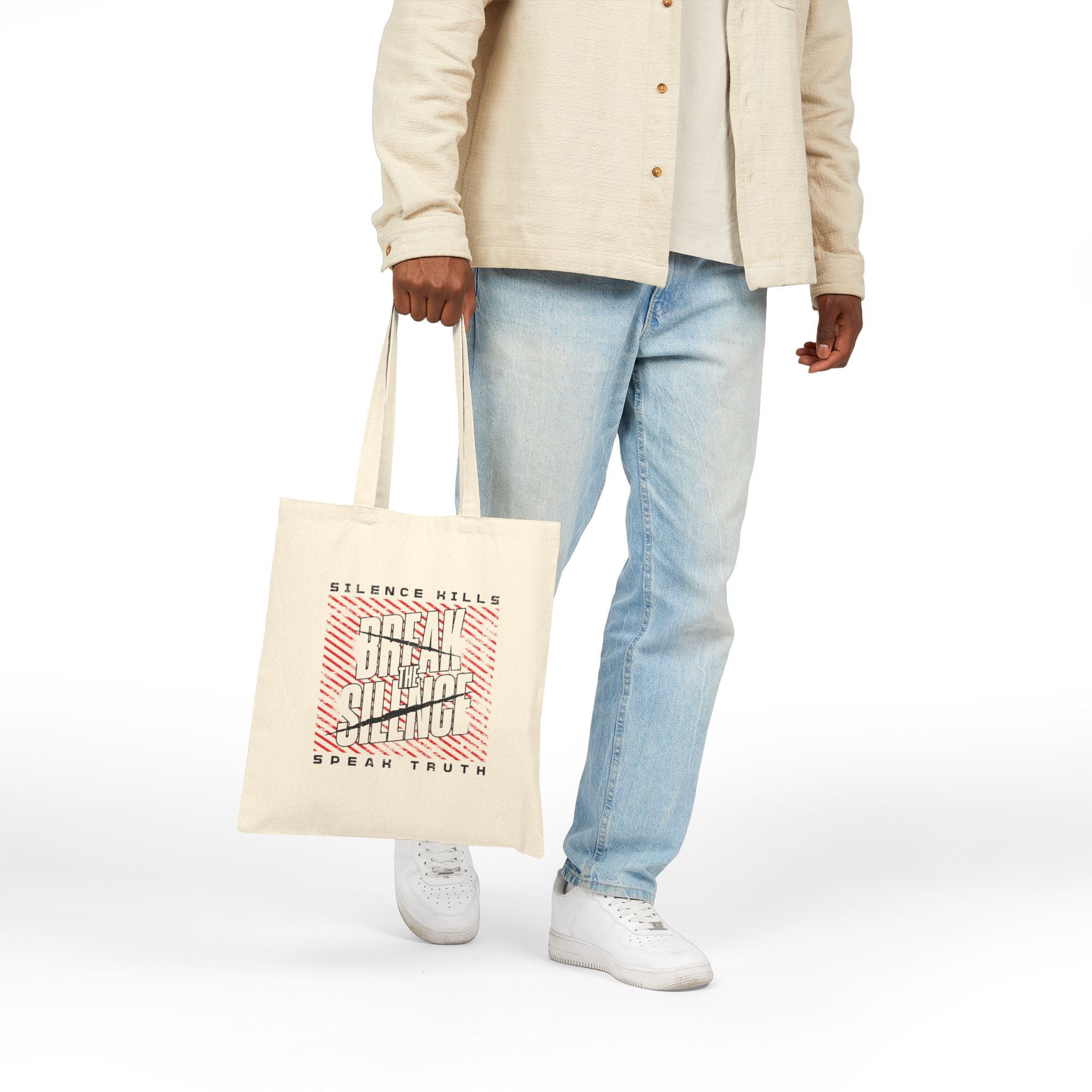 Break the Silence Cotton Canvas Tote Bag - Bags