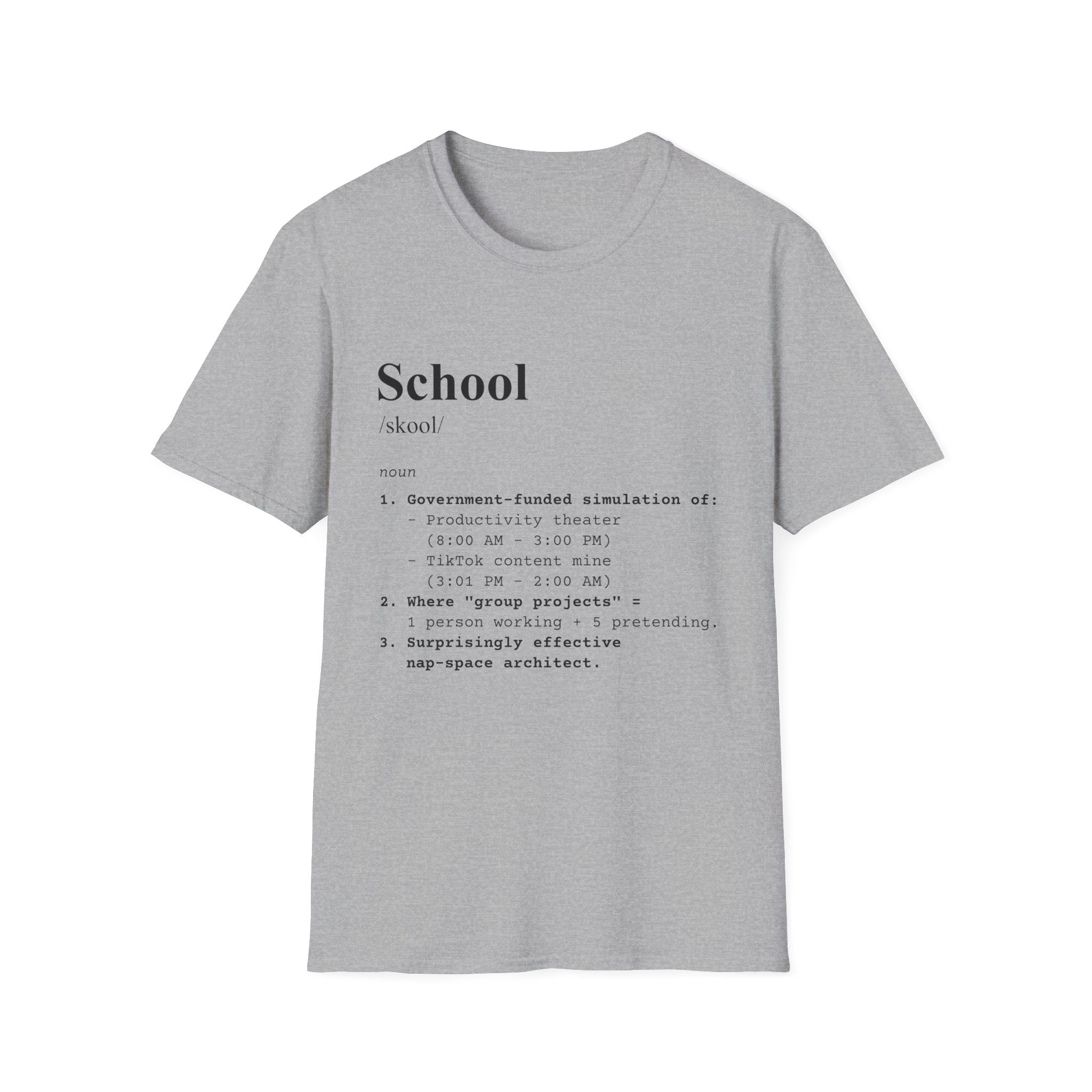 School Definition T-Shirt (V1) - Sport Grey / S - T-Shirt