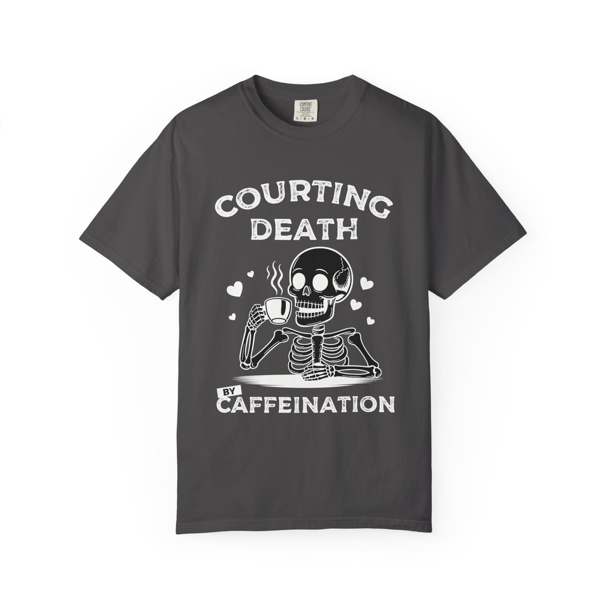 Coffee Skeleton Shirt | Humorous Caffeine Addict Tee - Graphite / S - T-Shirt