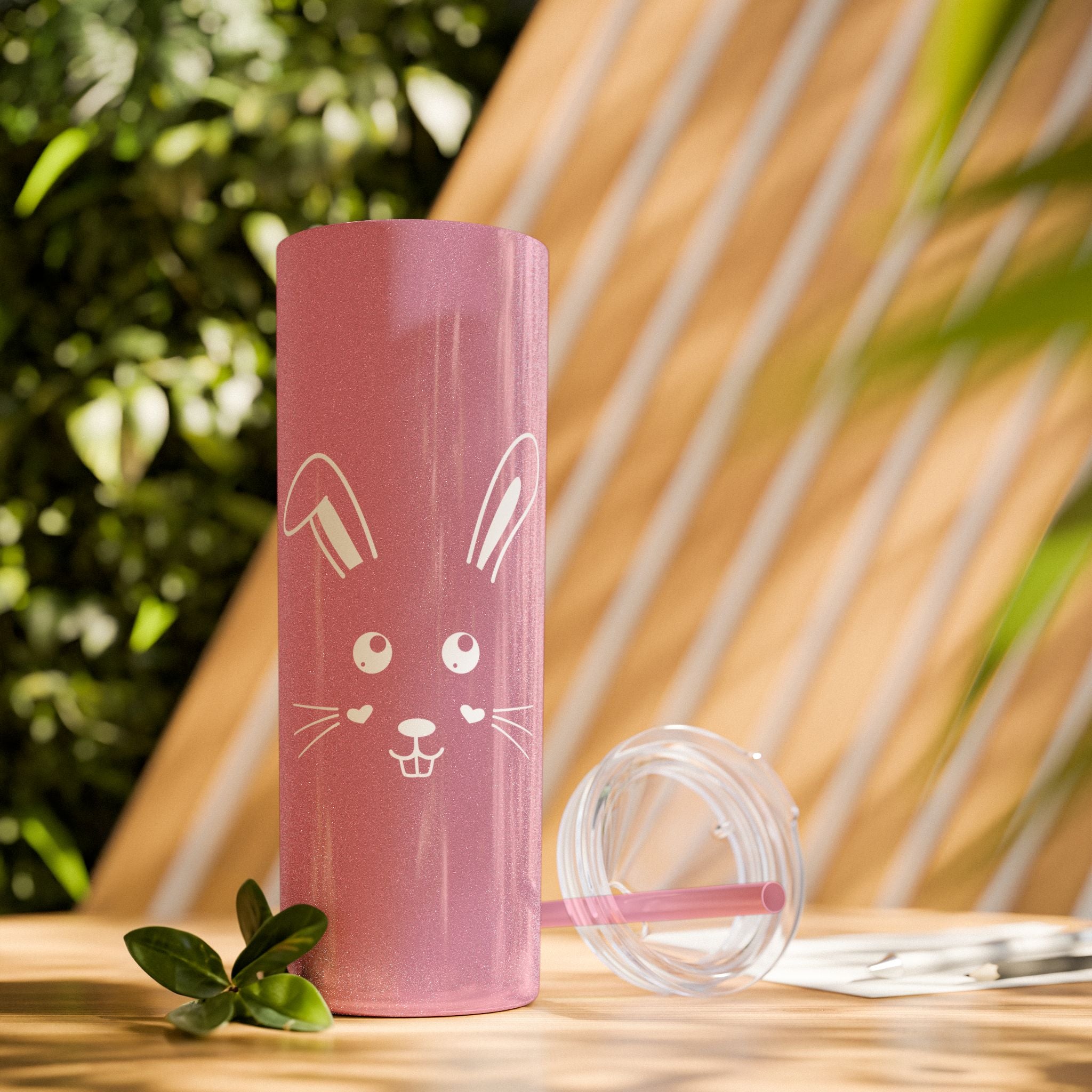 Cute Bunny Skinny Tumbler 20oz with Straw - Mug