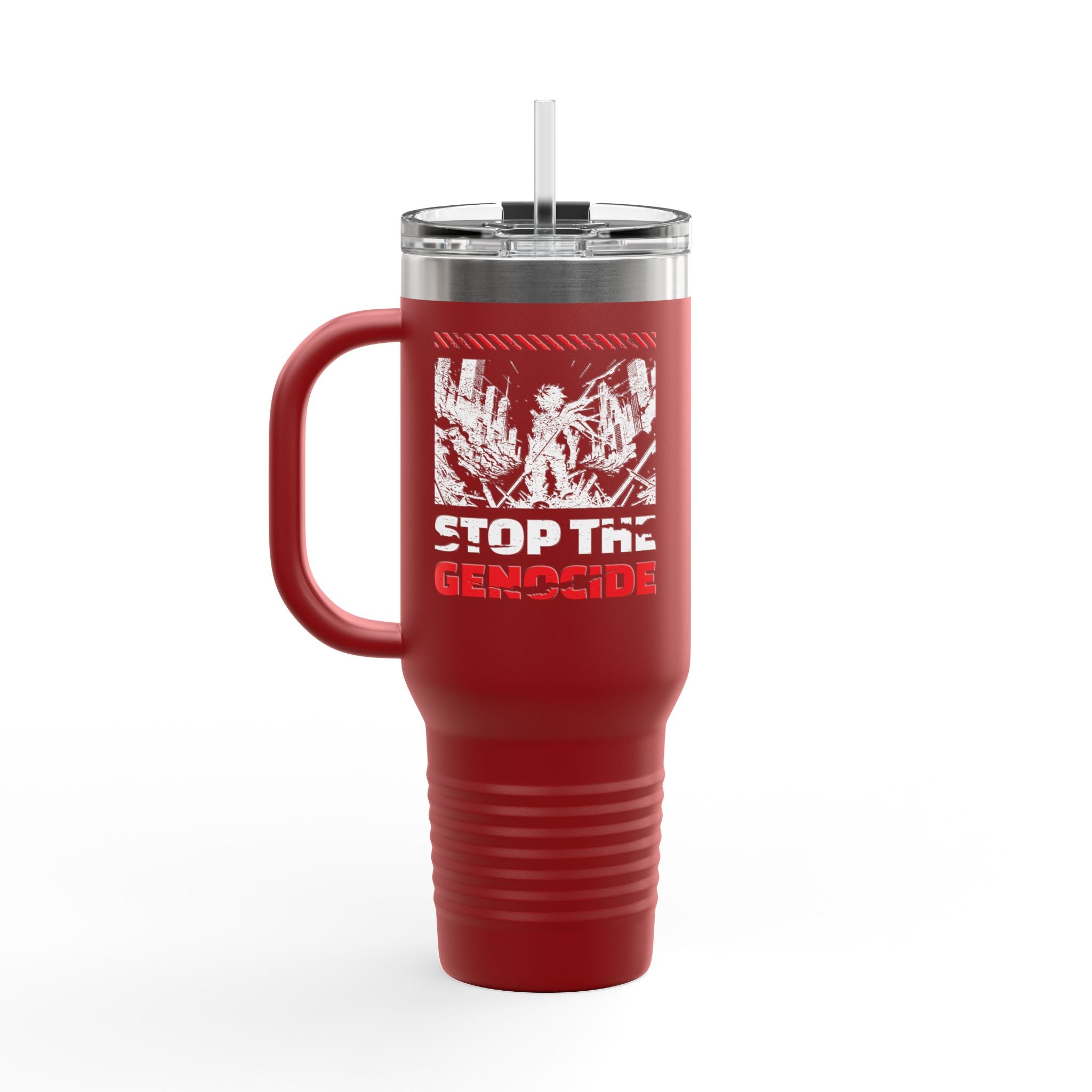 Stop the Genocide Insulated Travel Mug - 40oz / Red