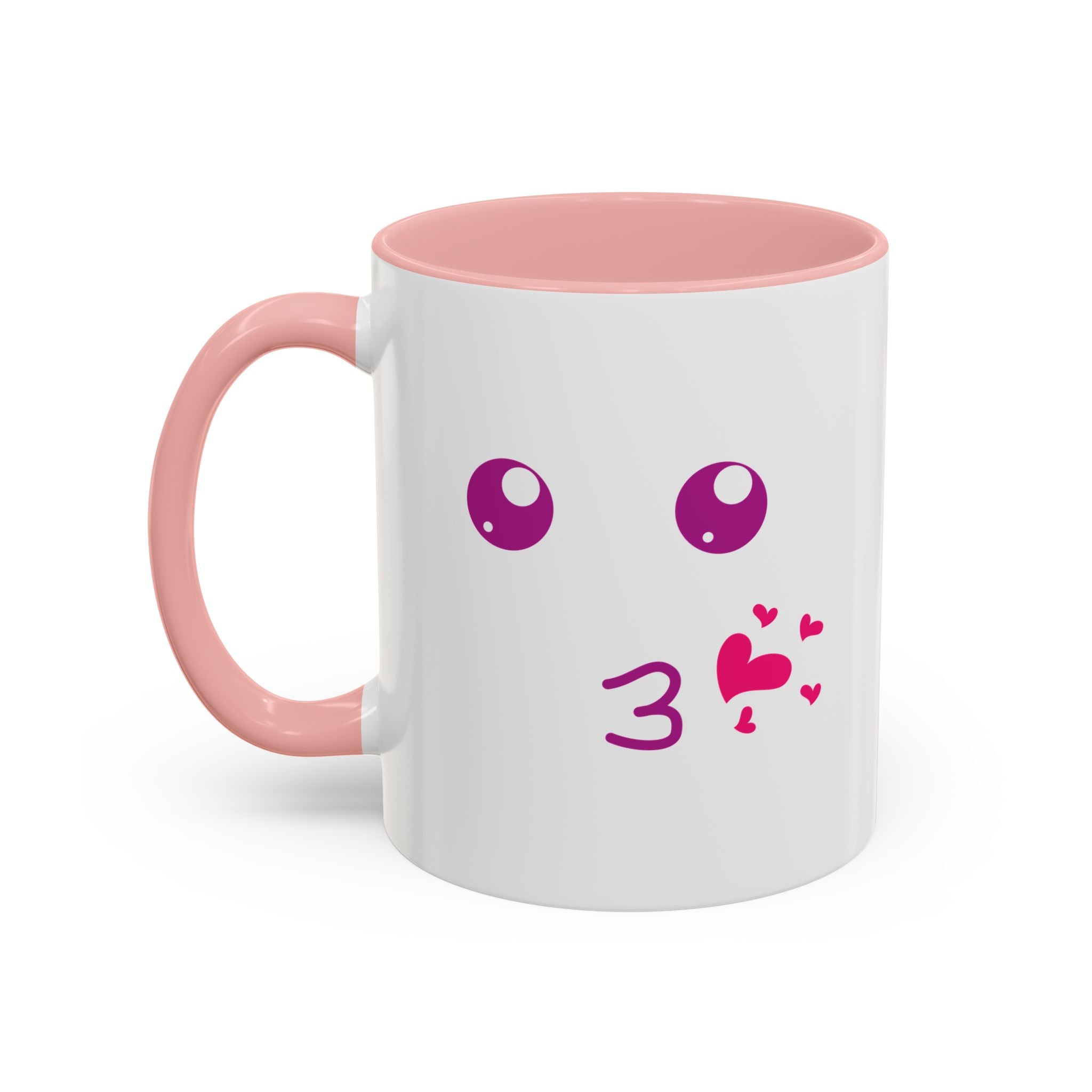 Cute Kiss Smiley Face Mug | XOXO Coffee Cup - 11oz / Pink