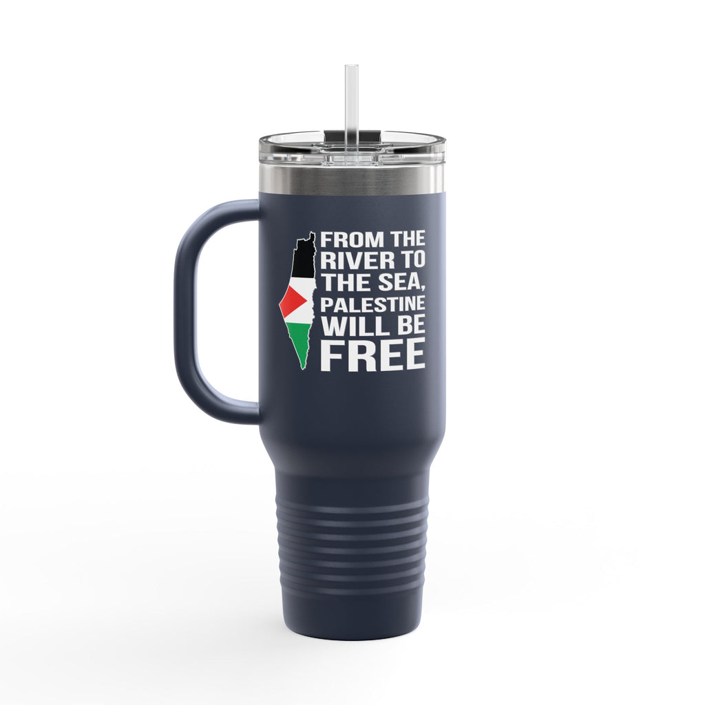 Palestine Freedom Insulated Travel Mug - 40oz / Navy Blue