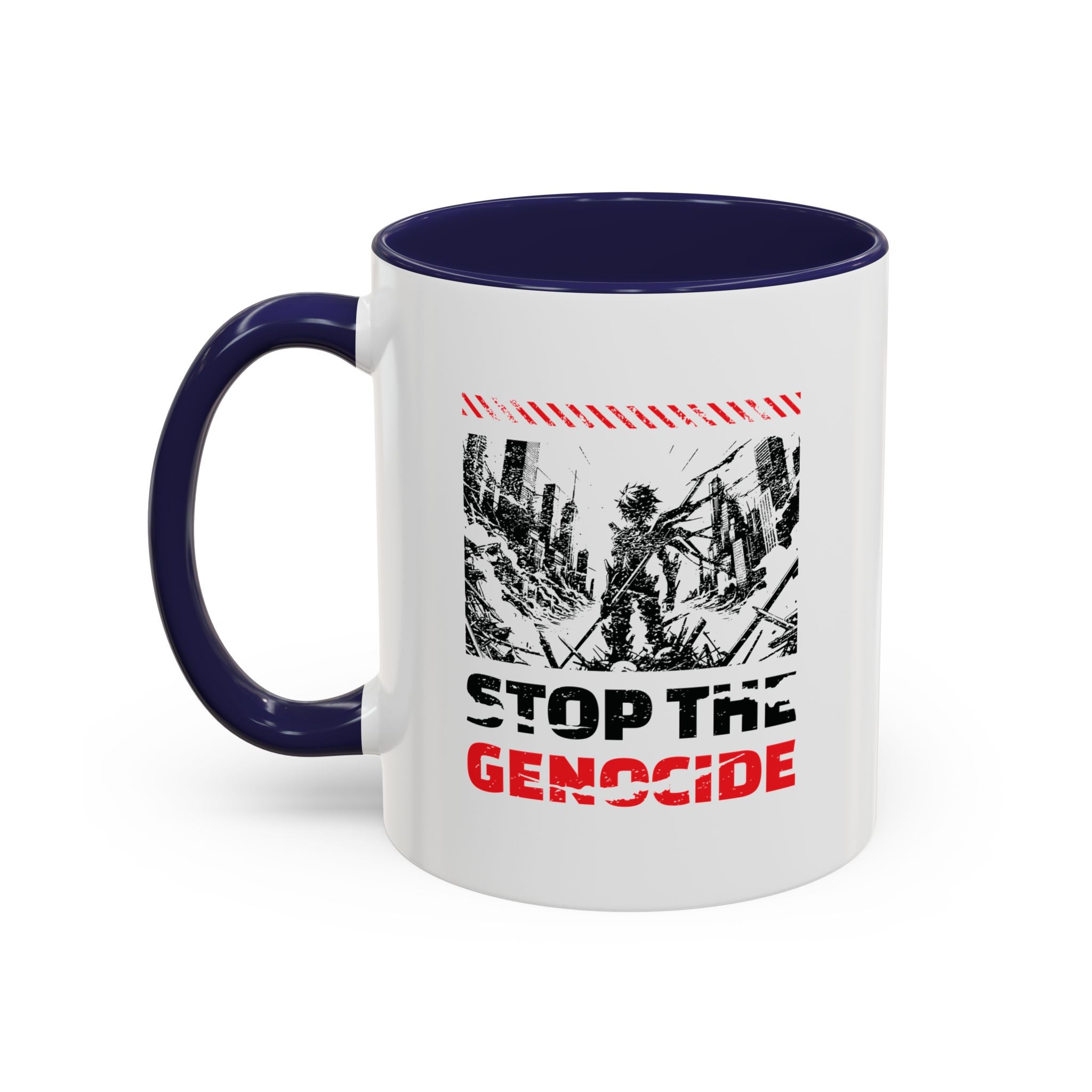 Stop the Genocide Accent Coffee Mug - 11oz / Navy