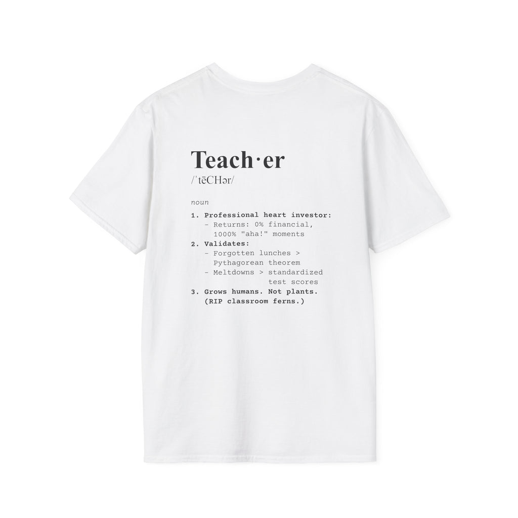 Teacher Definition T-Shirt (V4 - Back Print) - White / S - T-Shirt