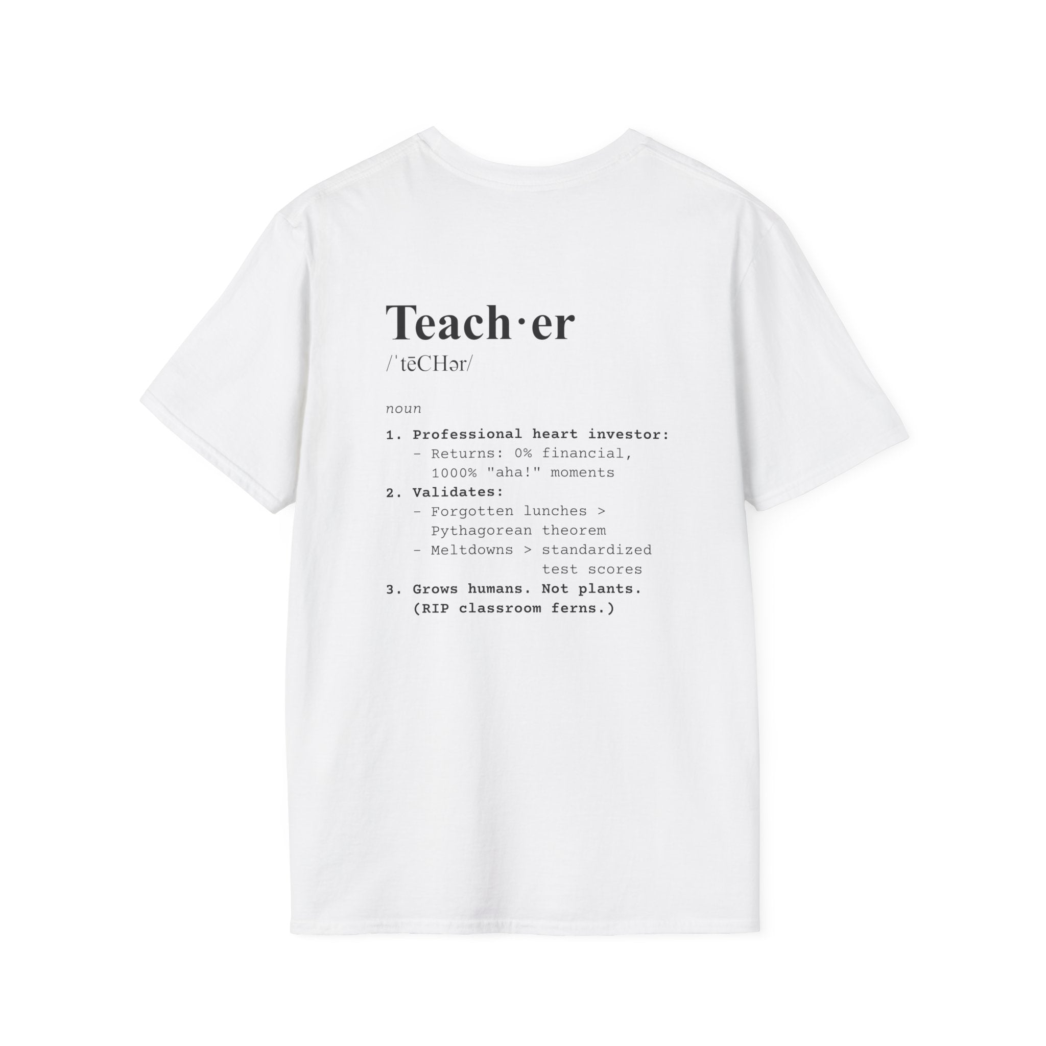 Teacher Definition T-Shirt (V4 - Back Print) - White / S - T-Shirt