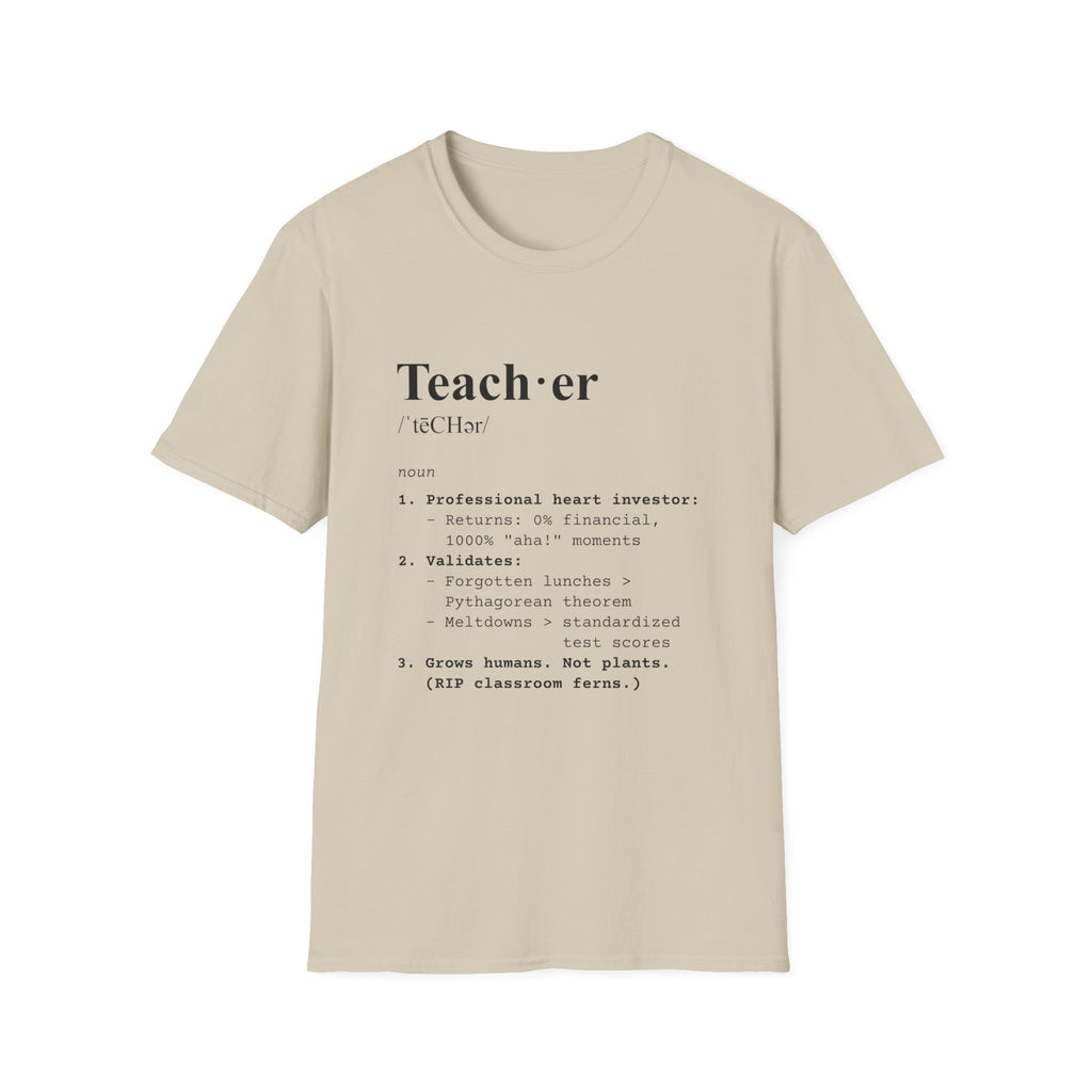Teacher Definition T-Shirt (V4) - Sand / S - T-Shirt