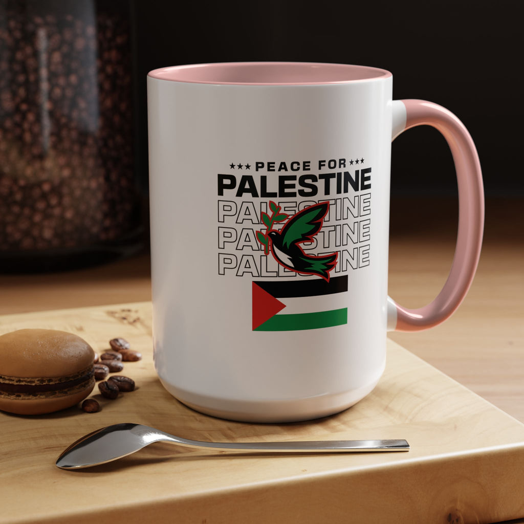 Peace for Palestine Accent Coffee Mug