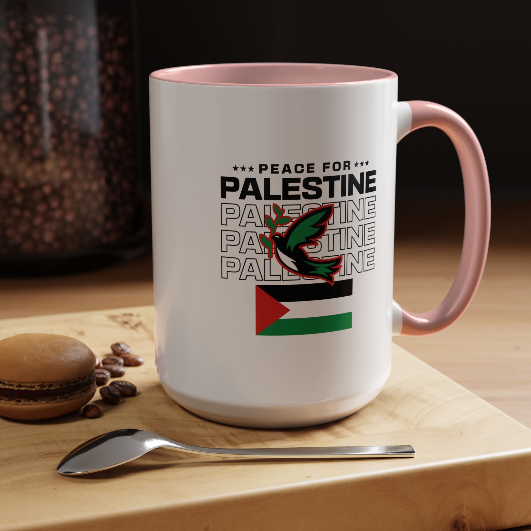 Peace for Palestine Accent Coffee Mug