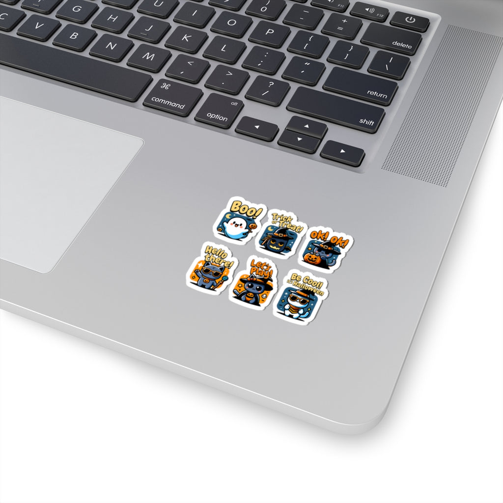 Cute Halloween Cat Stickers - Kiss-Cut Vinyl Decals for Laptops Water Bottles & Journals (Waterproof Glossy) - Paper
