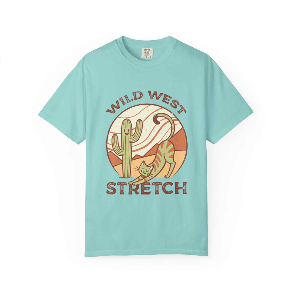 Cat Cowboy Yoga T-Shirt | Wild West Adventure Graphic Tee - Chalky Mint / S