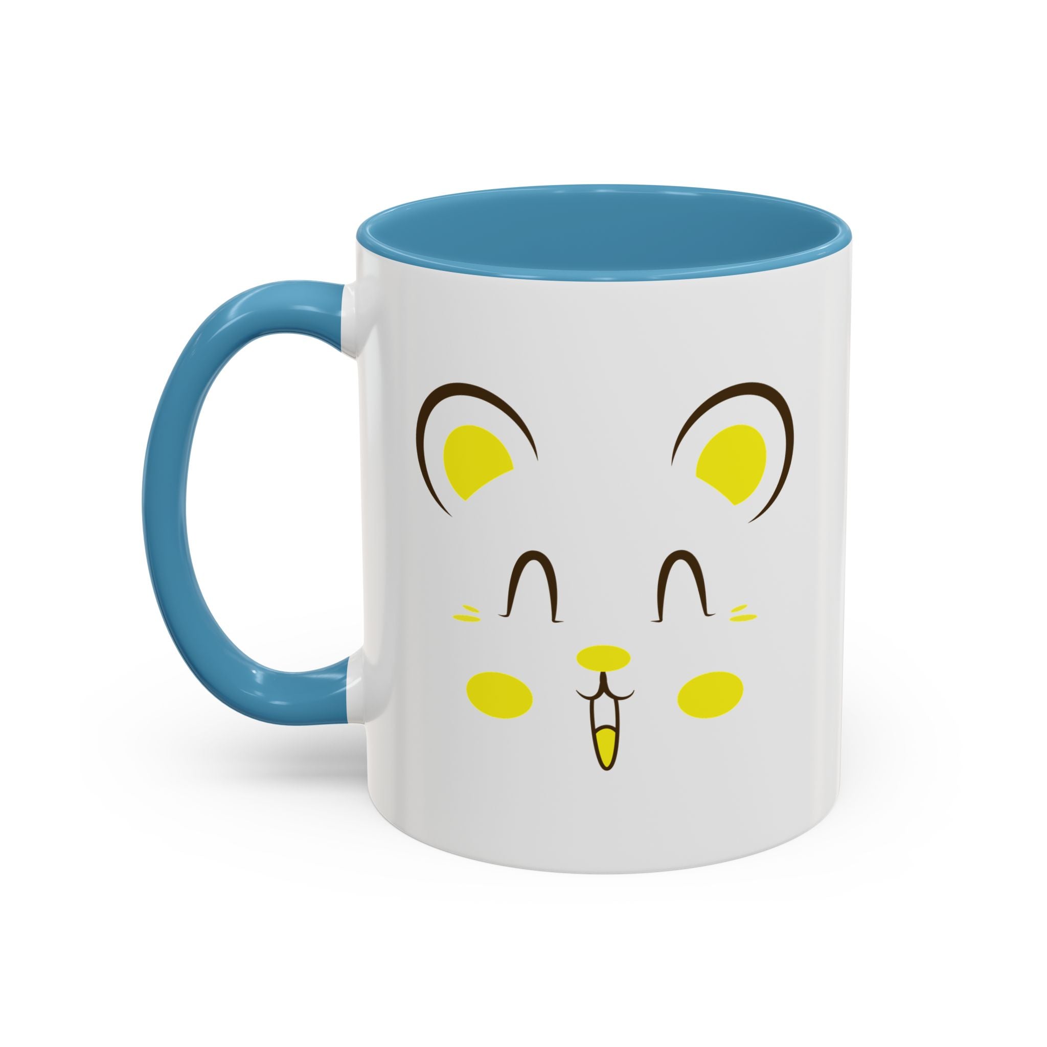 Cute Hamster Face Accent Coffee Mug - 11oz / Light Blue