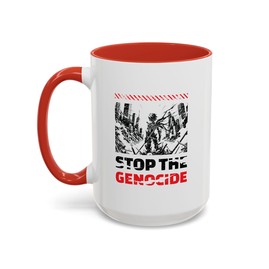 Stop the Genocide Accent Coffee Mug - 15oz / Red