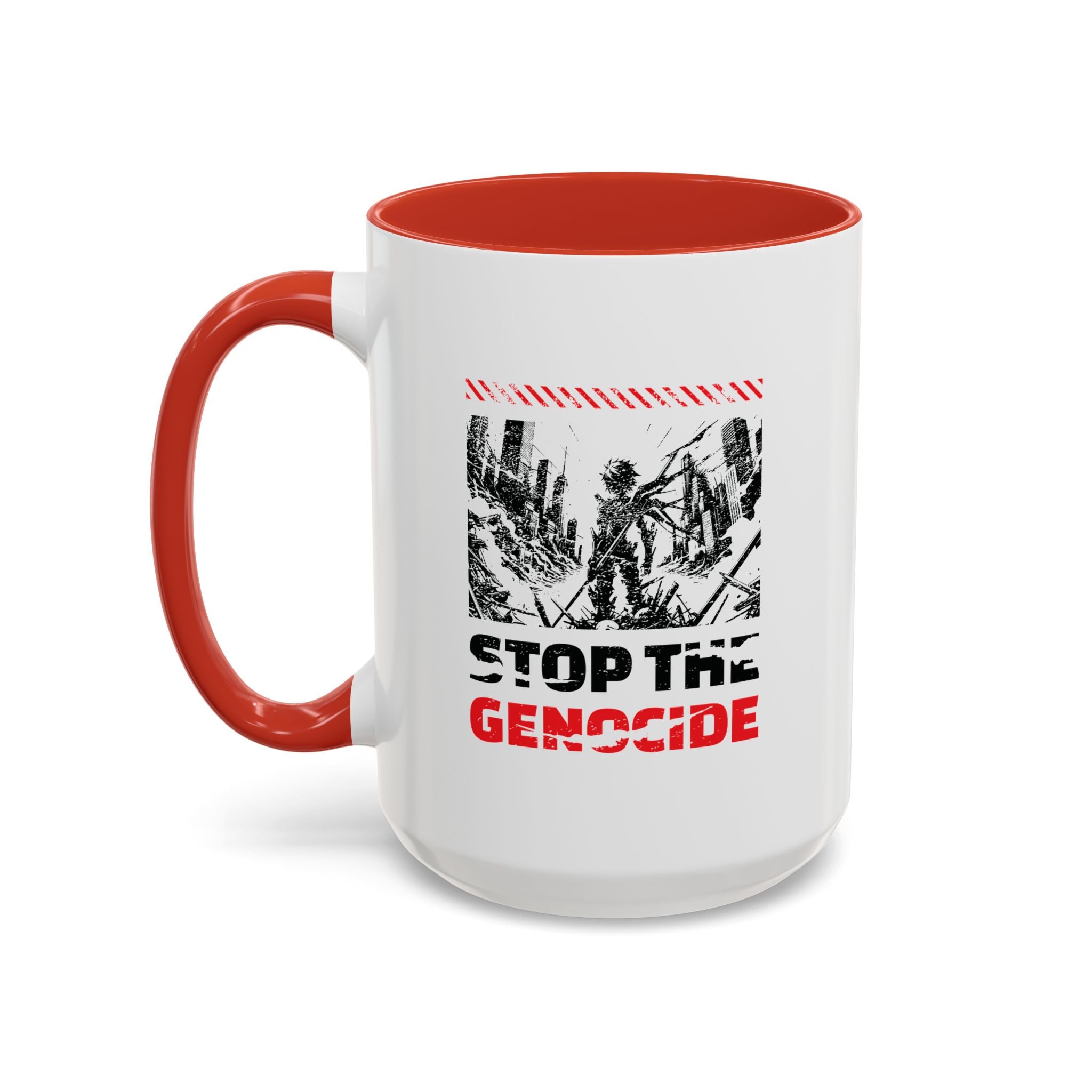 Stop the Genocide Accent Coffee Mug - 15oz / Red