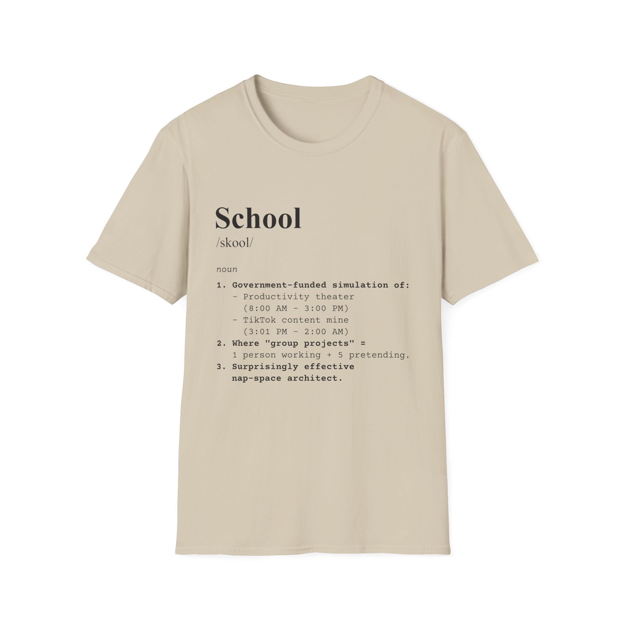 School Definition T-Shirt (V1) - Sand / S - T-Shirt
