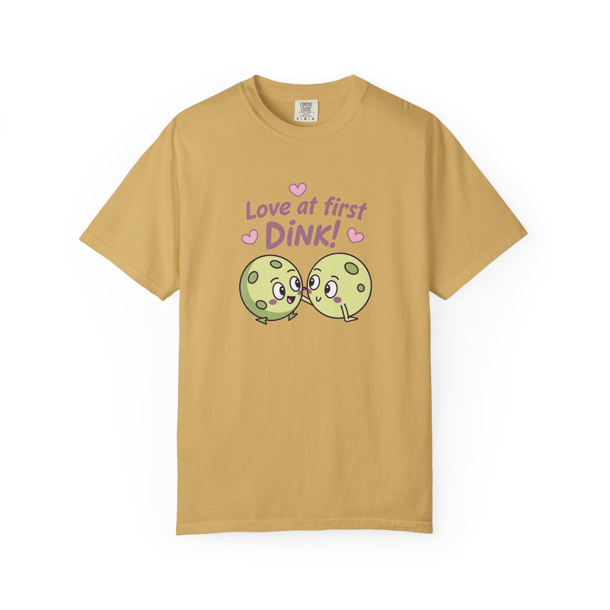 ’Love At First DINK’ Pickleball T-Shirt | Funny Couples Gift Tee - Mustard / S
