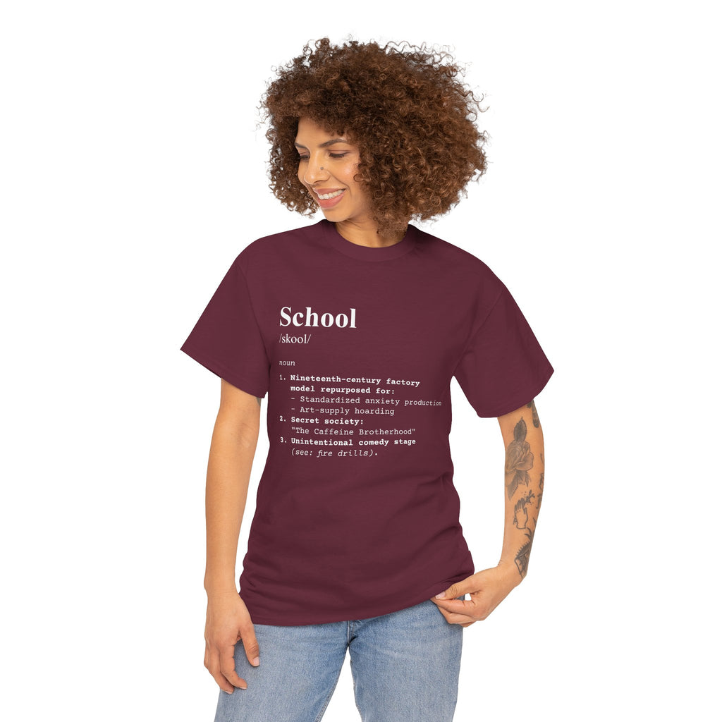 School Definition Unisex Tee Perfect for Students Teachers Casual Wear Back to School Birthday Gifts Graduation