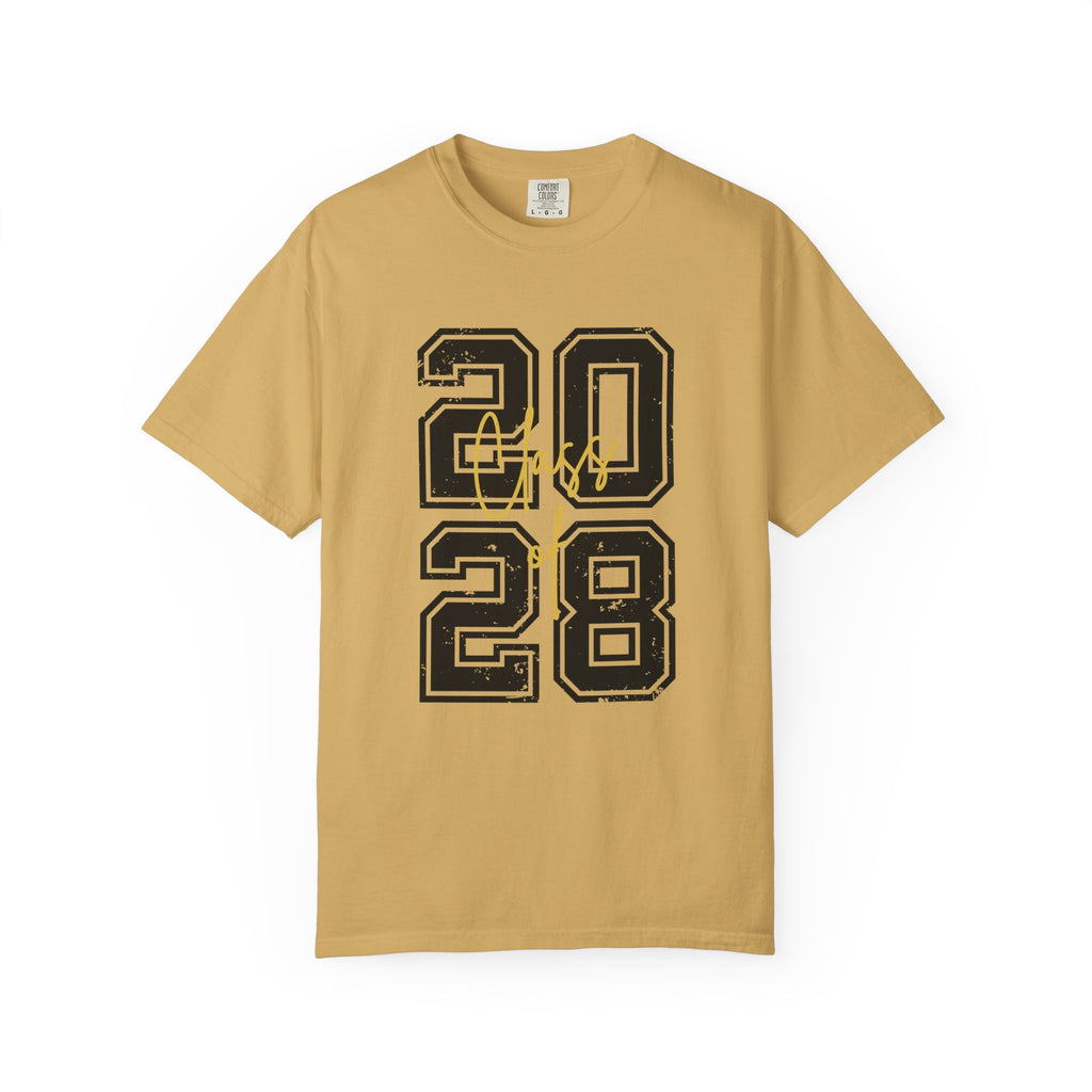 Graduation Unisex T-Shirt 2028 Customizable College Tee High School Graduation Gift Trendy Casual Wear - Mustard / S