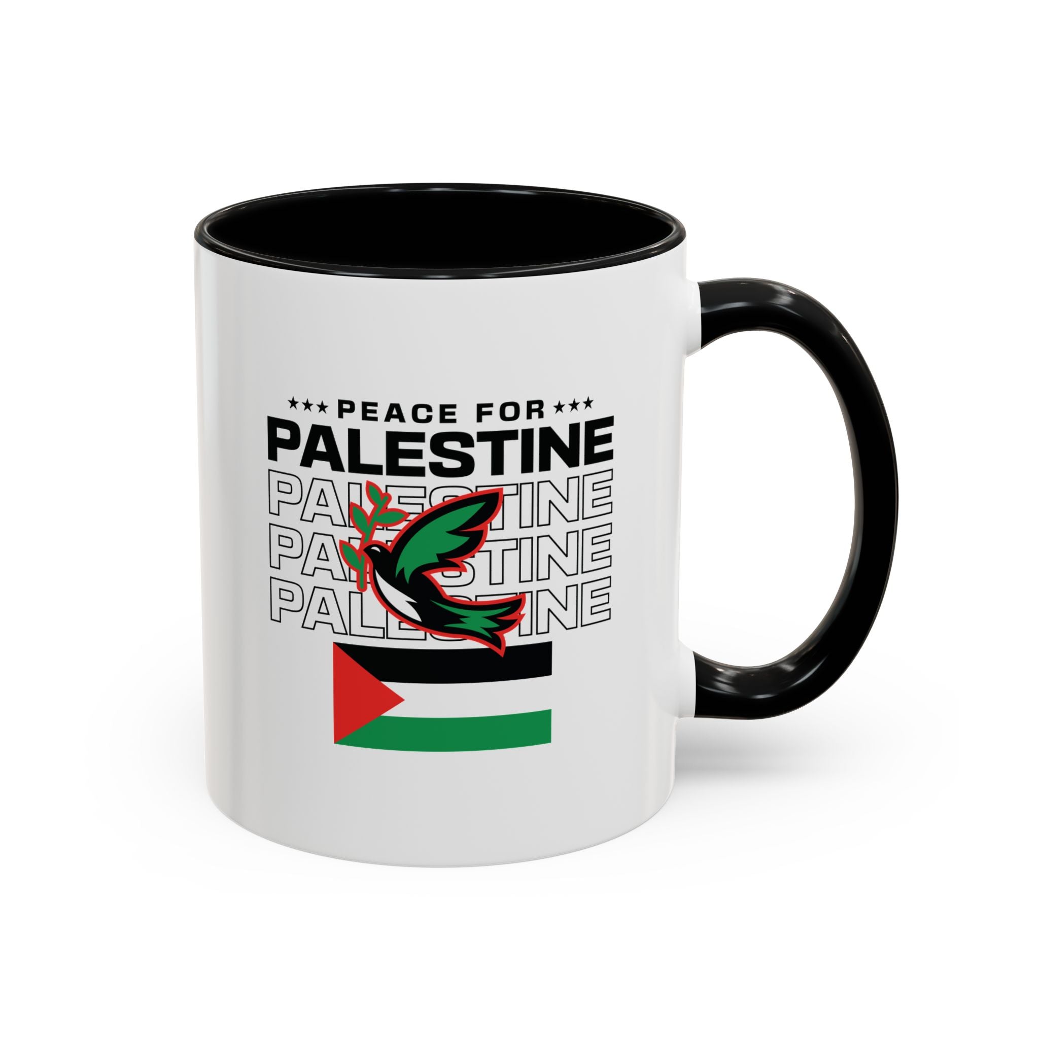 Peace for Palestine Accent Coffee Mug