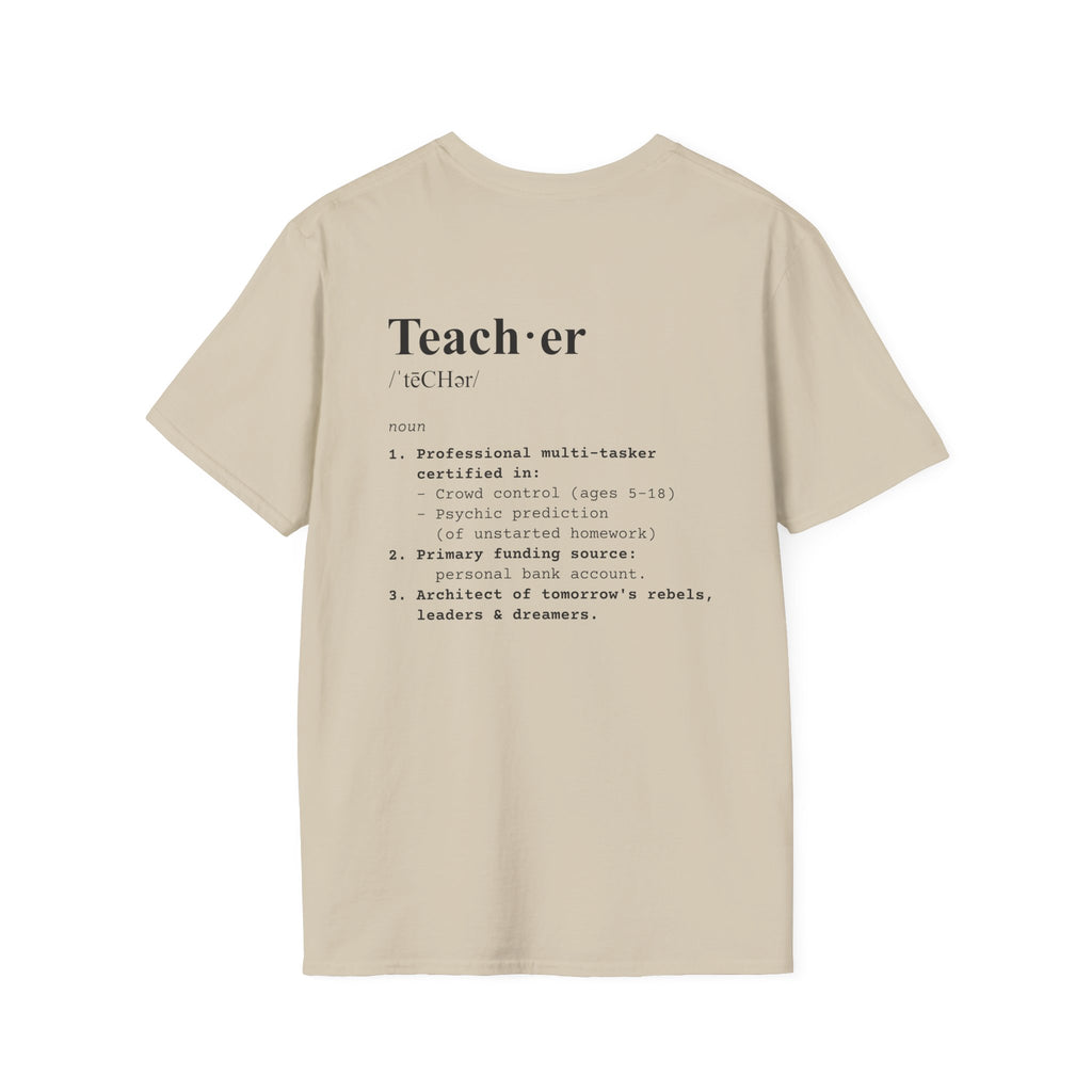 Teacher Definition T-Shirt (V2 - Back Print) - Sand / S - T-Shirt