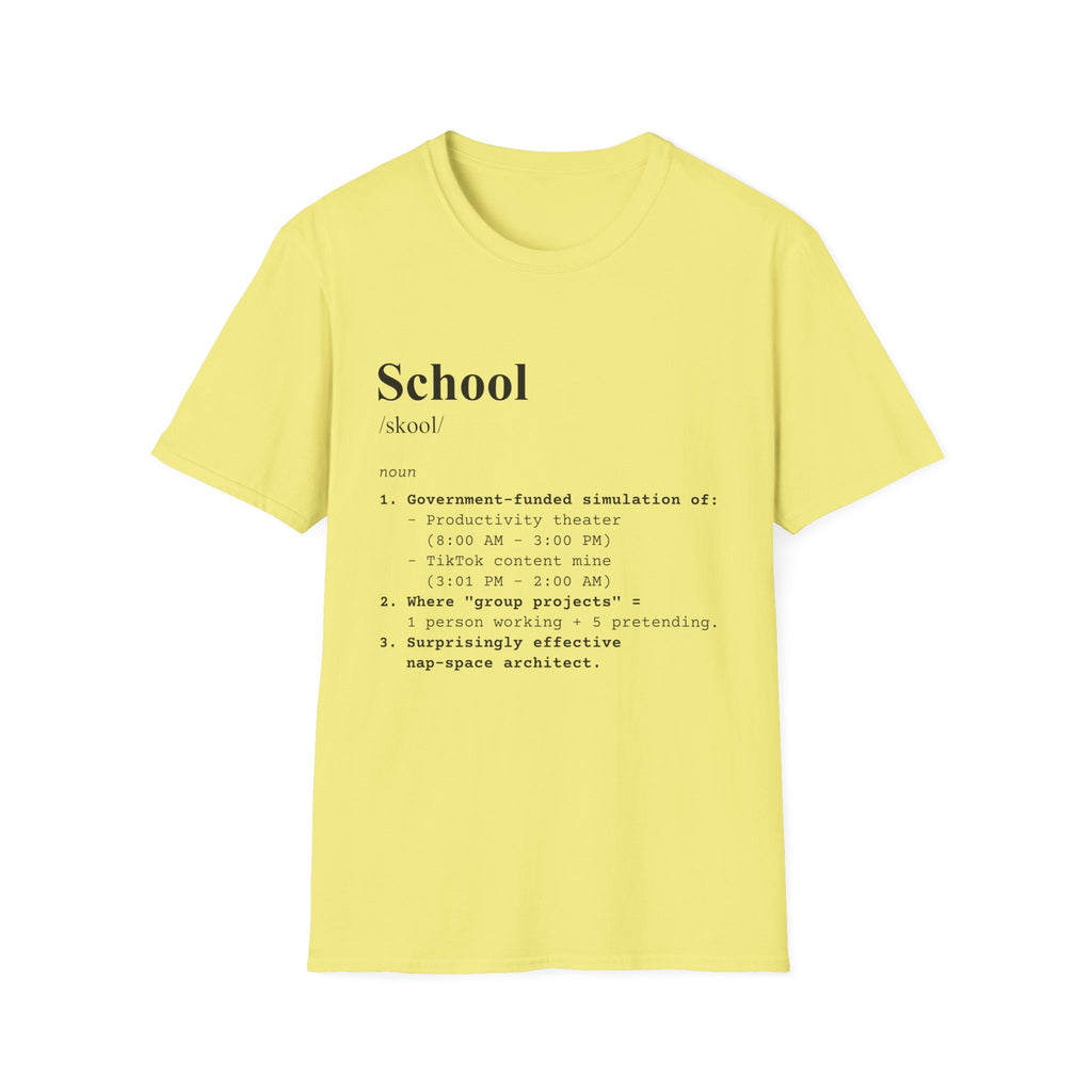 School Definition T-Shirt (V1) - Cornsilk / S - T-Shirt