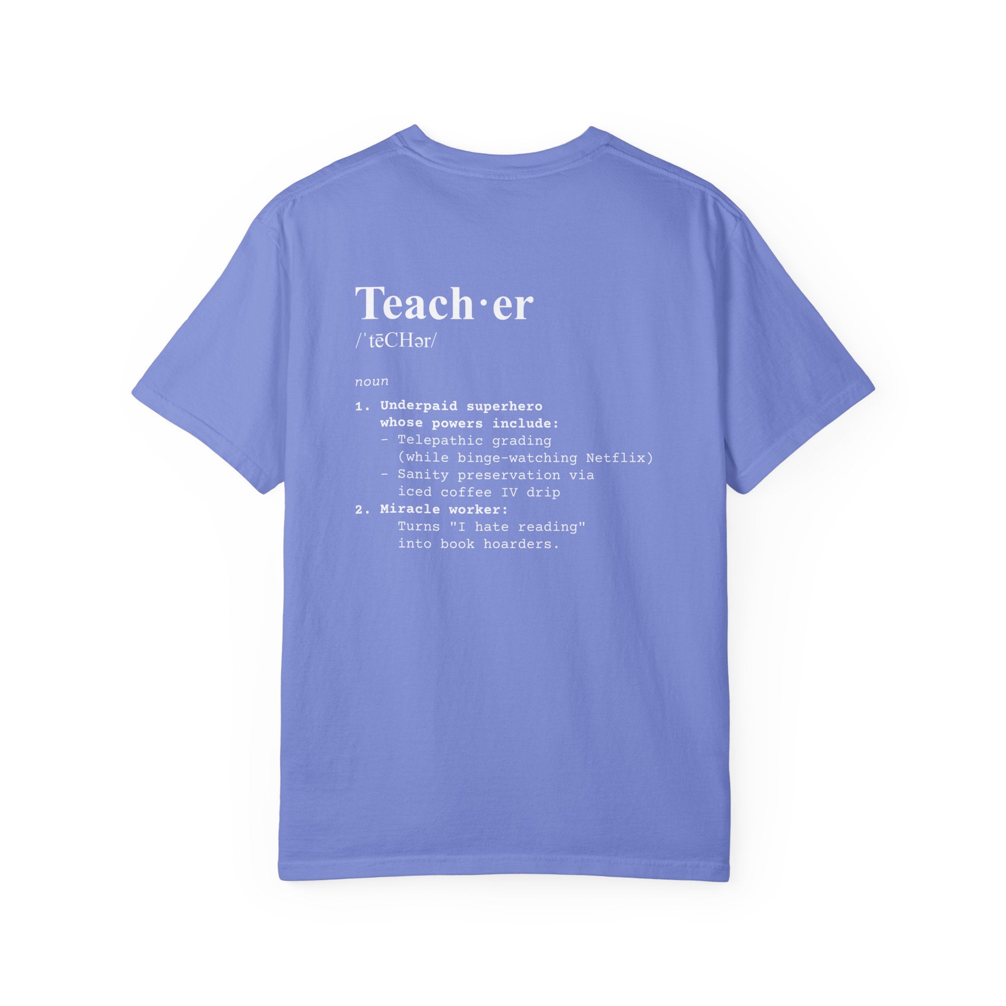 Teacher Definition T-Shirt (V1 - Back Print) - Flo Blue / S - T-Shirt