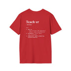 Teacher Definition T-Shirt (V5 - Back Print) - Red / S - T-Shirt