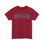 Red t-shirt with 'INDIANA' text on a white background