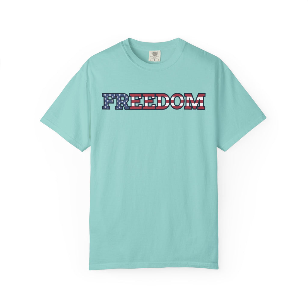 Freedom Flag Typography T-Shirt - Chalky Mint / S