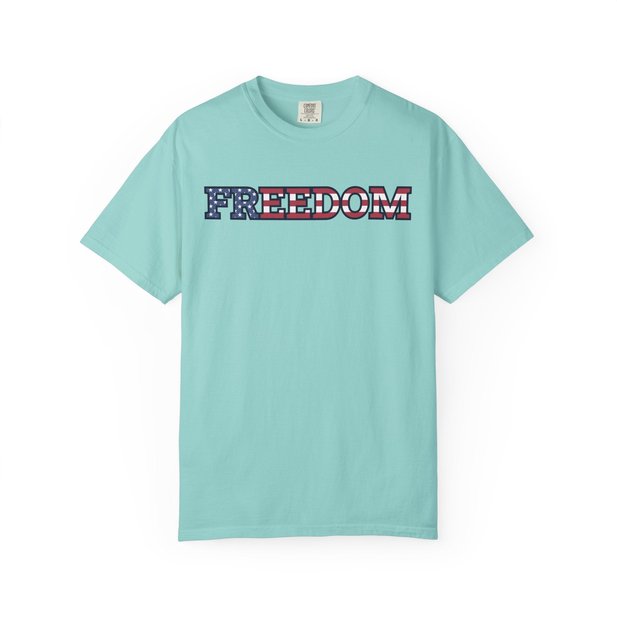 Freedom Flag Typography T-Shirt - Chalky Mint / S