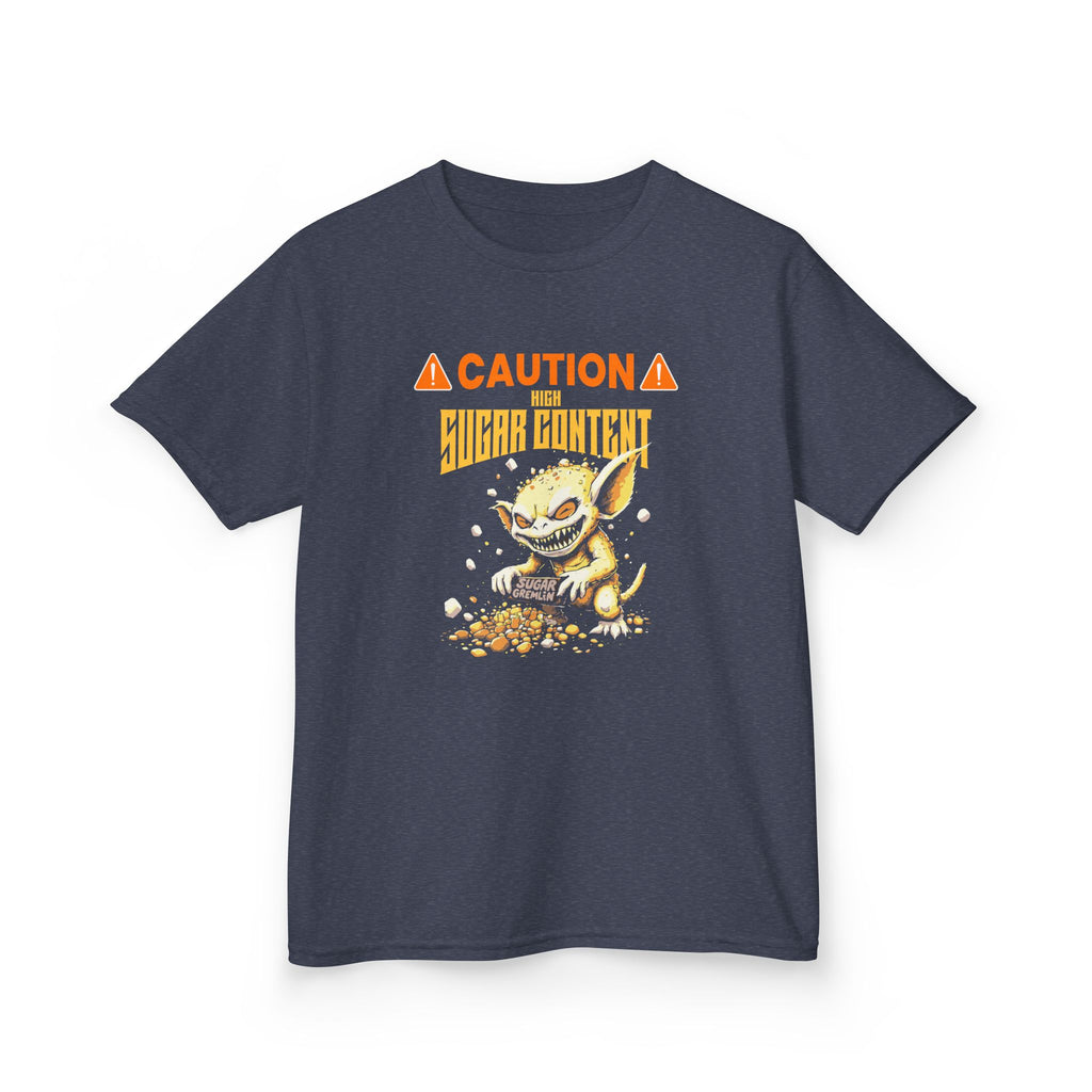 ⚠️Caution⚠️High Sugar Content Halloween T-Shirt (for Kids/Teens) - XS / Heather Navy - Kids clothes