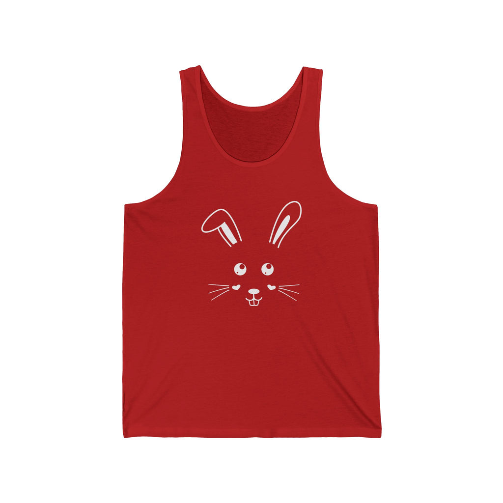 Cute Bunny Face Unisex Jersey Tank Top - XS / Red - Tank Top