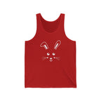Cute Bunny Face Unisex Jersey Tank Top - XS / Red - Tank Top