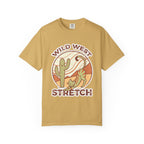 Cat Cowboy Yoga T-Shirt | Wild West Adventure Graphic Tee - Mustard / S