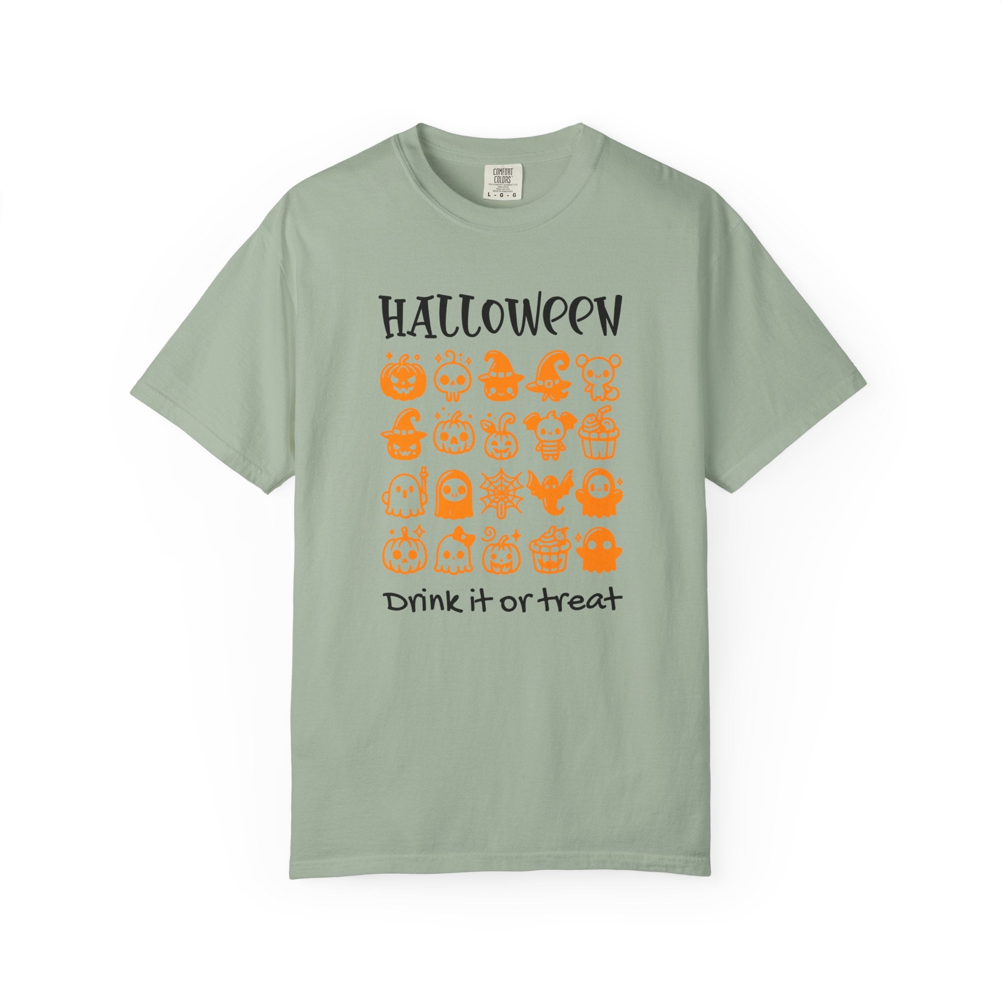 Drink It or Treat Halloween T-Shirt: Spooky Fun Graphic Tee with 25 Icon Design - Bay / S - T-Shirt