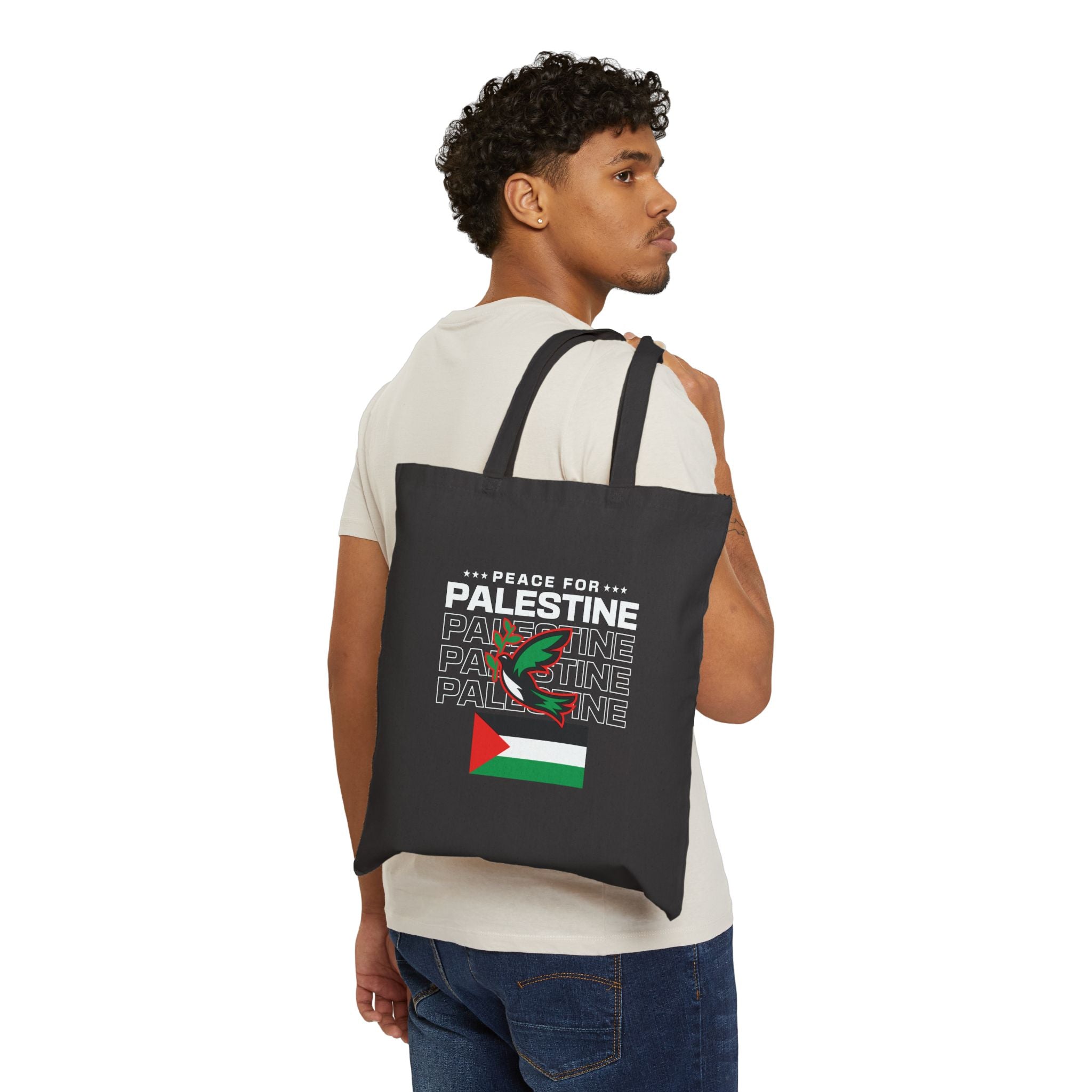 Peace for Palestine Cotton Canvas Tote Bag - Bags