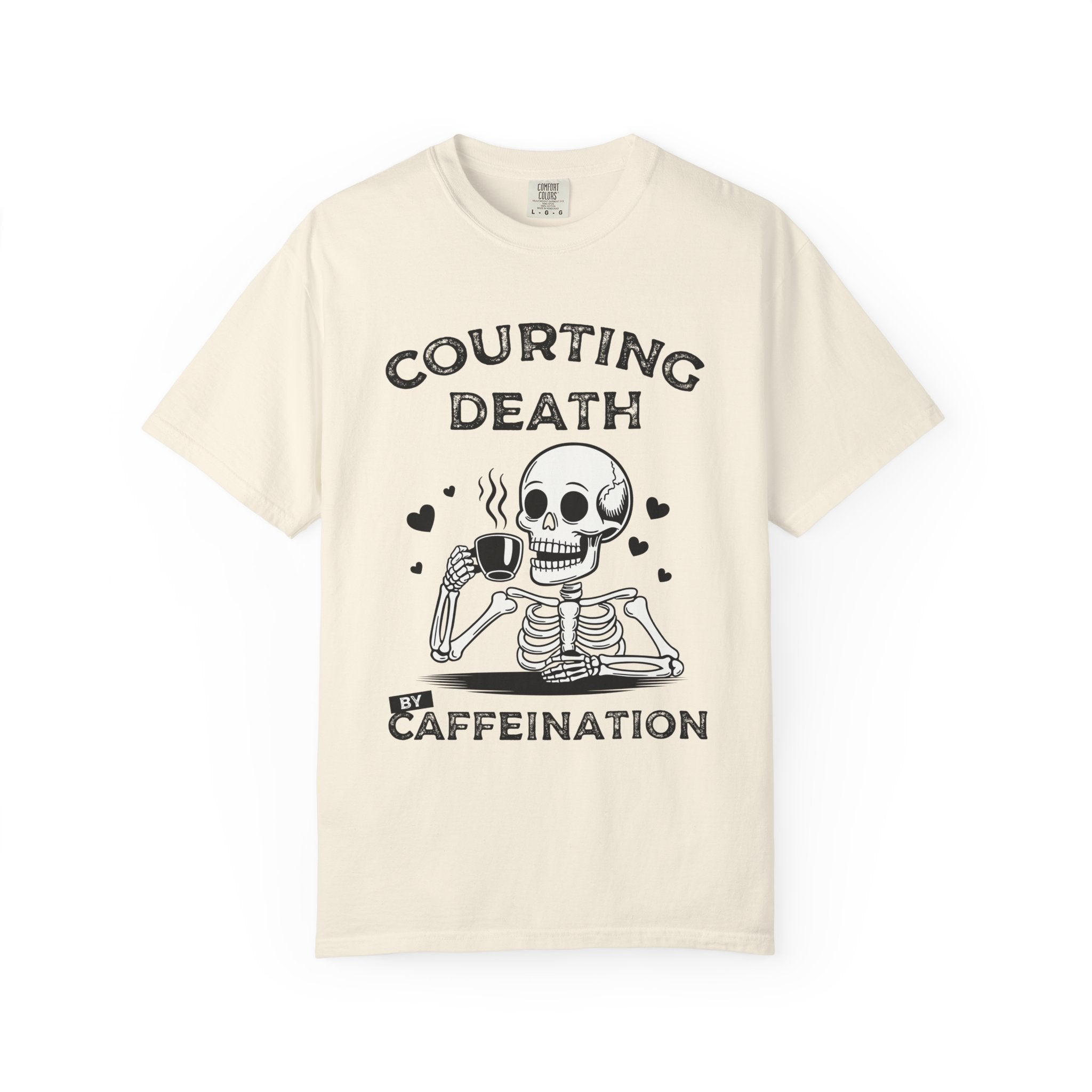 Coffee Skeleton Shirt | Humorous Caffeine Addict Tee - Ivory / S - T-Shirt