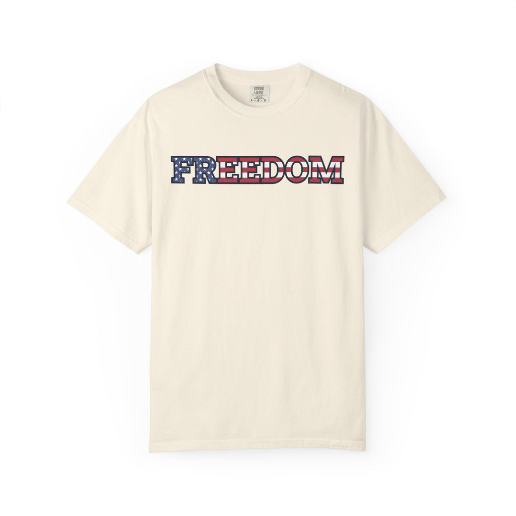 Freedom Flag Typography T-Shirt - Ivory / S