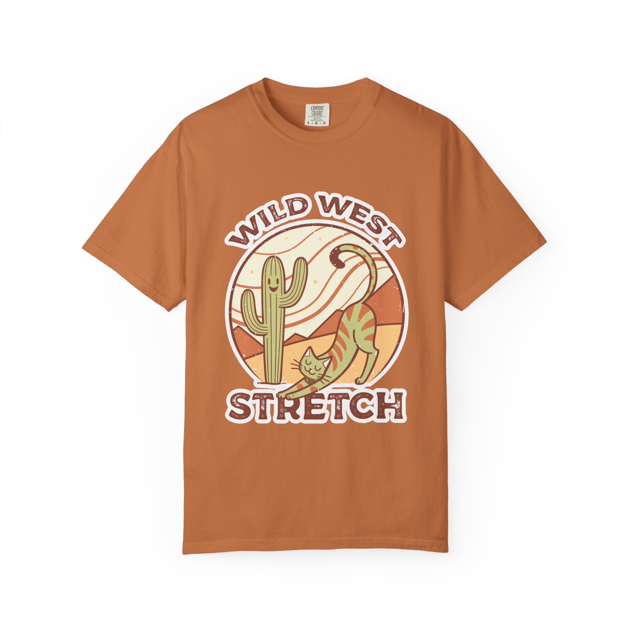 Cat Cowboy Yoga T-Shirt | Wild West Adventure Graphic Tee - Yam / S