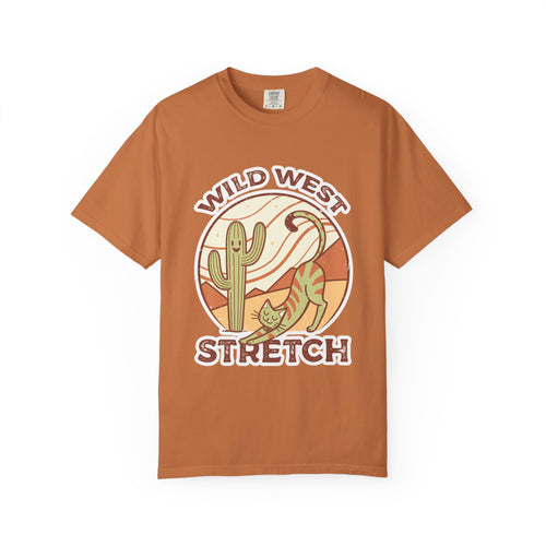 Cat Cowboy Yoga T-Shirt | Wild West Adventure Graphic Tee - Yam / S