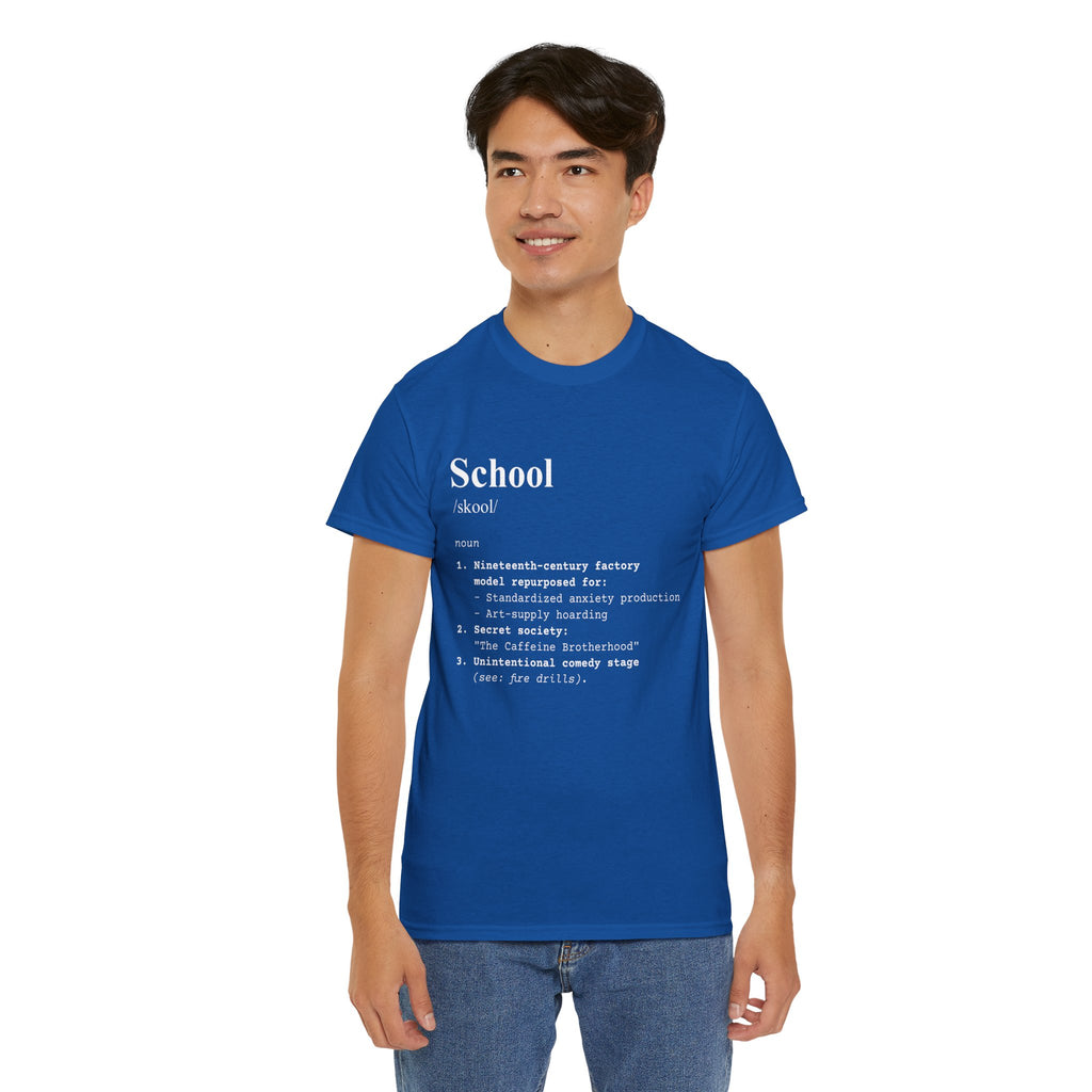 School Definition Unisex Tee Perfect for Students Teachers Casual Wear Back to School Birthday Gifts Graduation