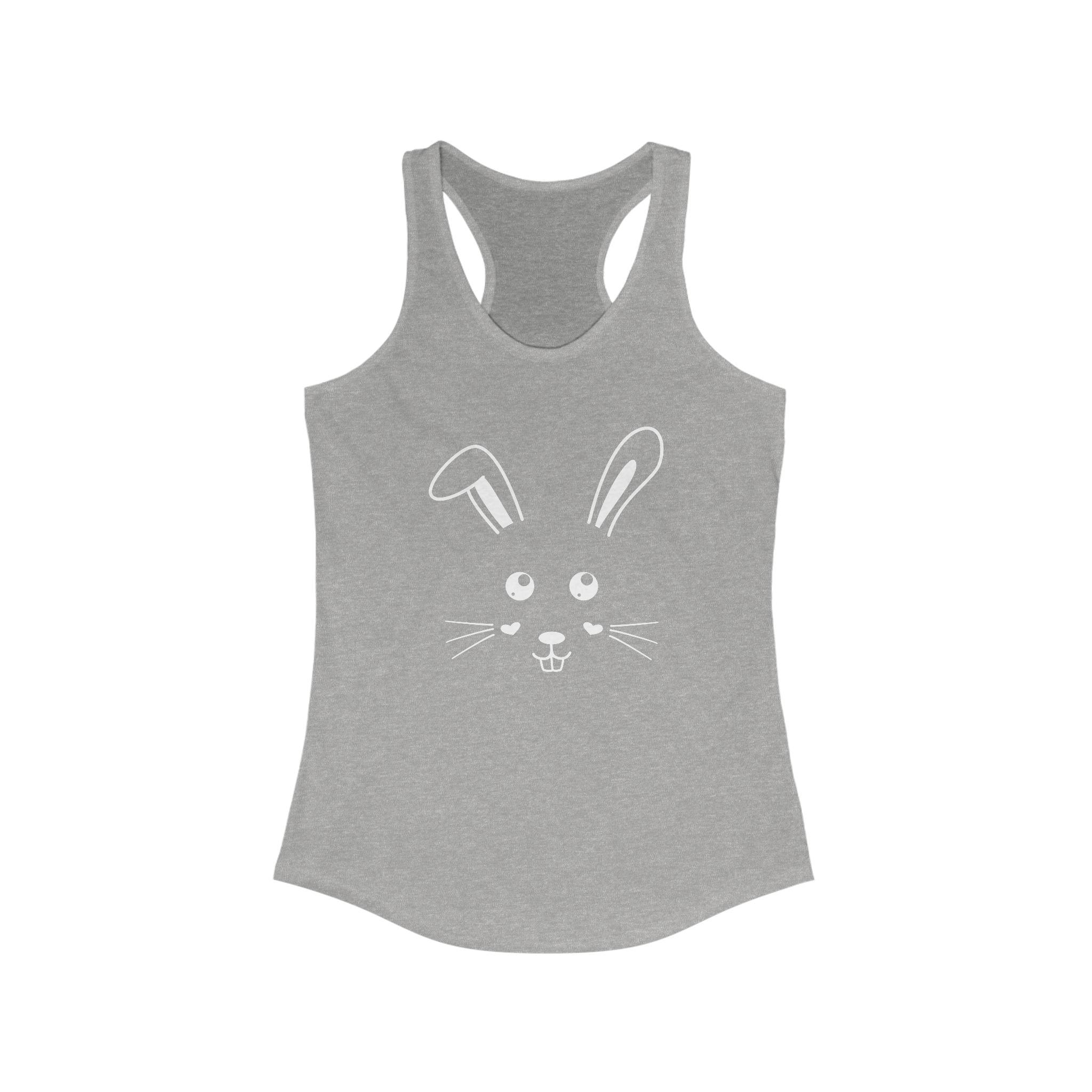 Cute Bunny Racerback Tank Top for Women - S / Heather Grey - Tank Top