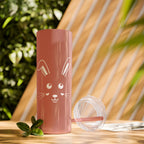 Cute Bunny Skinny Tumbler 20oz with Straw - Glossy / Glitter Dusty Rose / 20oz - Mug