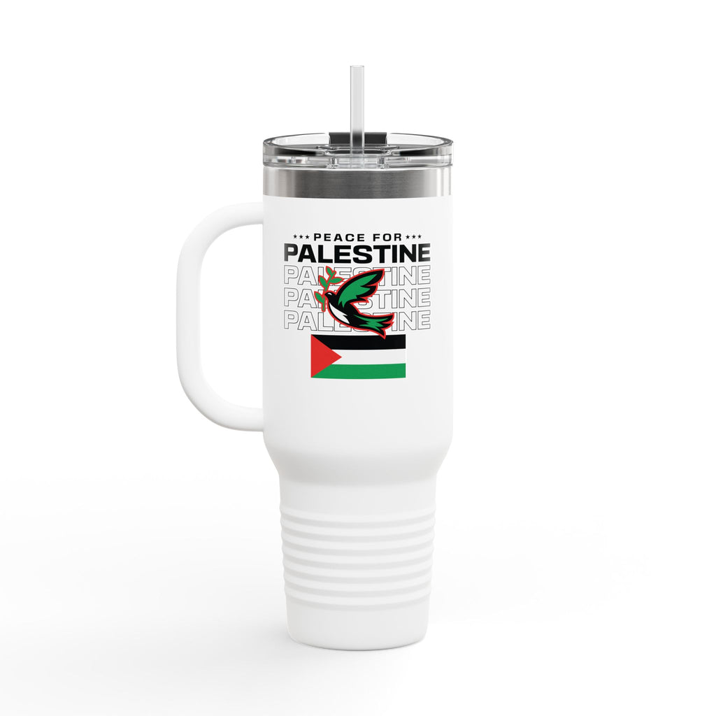 Peace for Palestine Insulated Travel Mug - 40oz / White