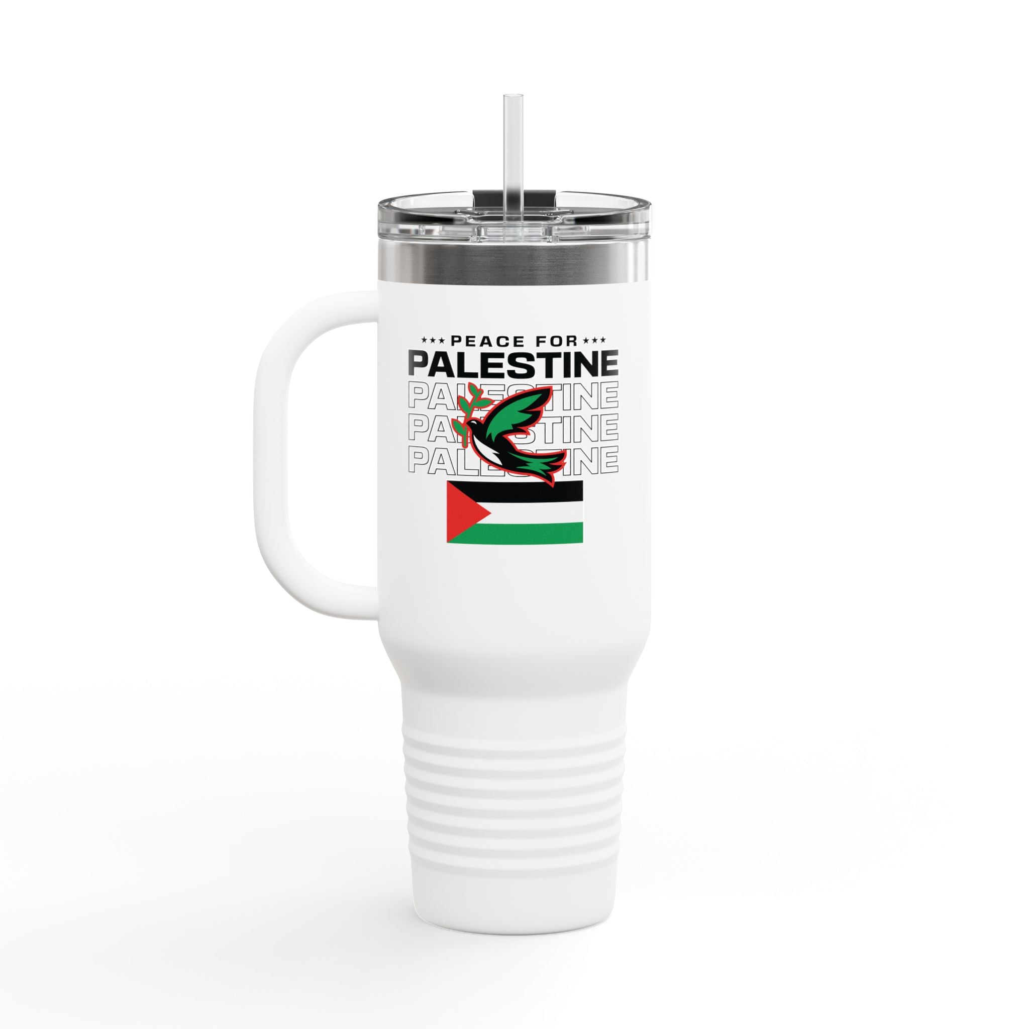 Peace for Palestine Insulated Travel Mug - 40oz / White