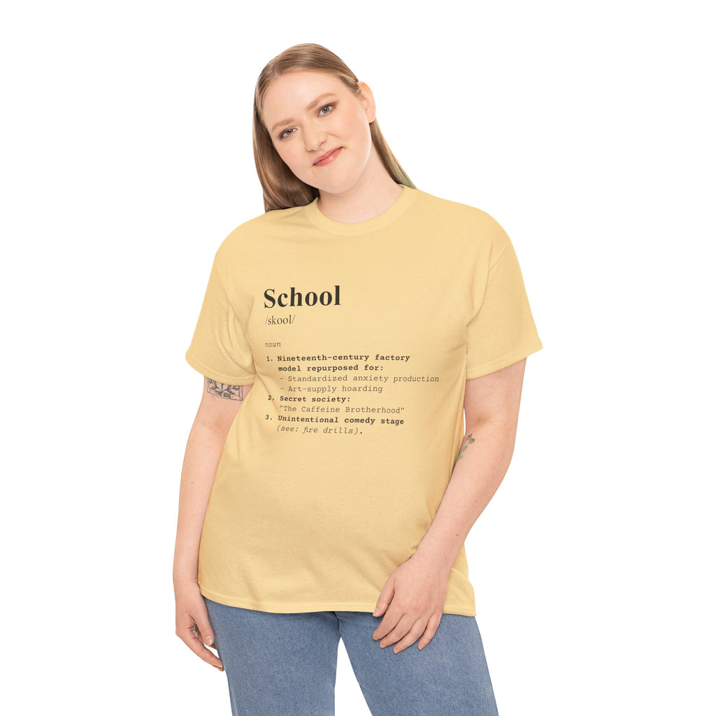 School Definition Unisex Tee Perfect for Students Teachers Casual Wear Back to School Birthday Gifts Graduation