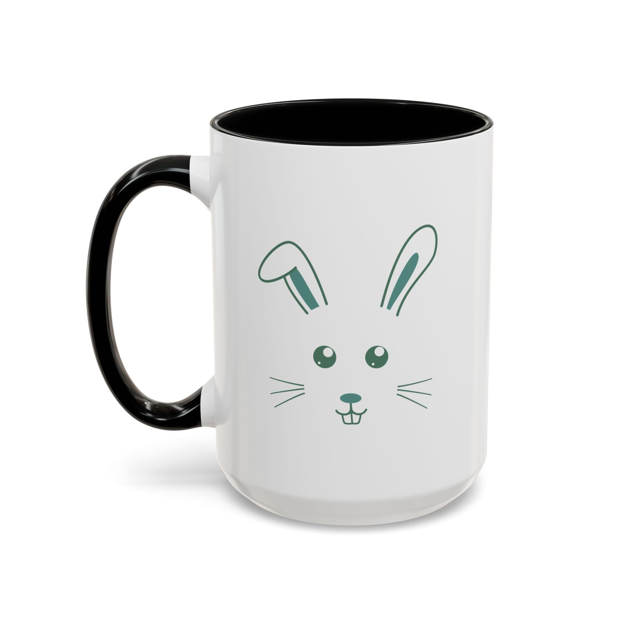 Cute Bunny Rabbit Accent Mug - 15oz / Black