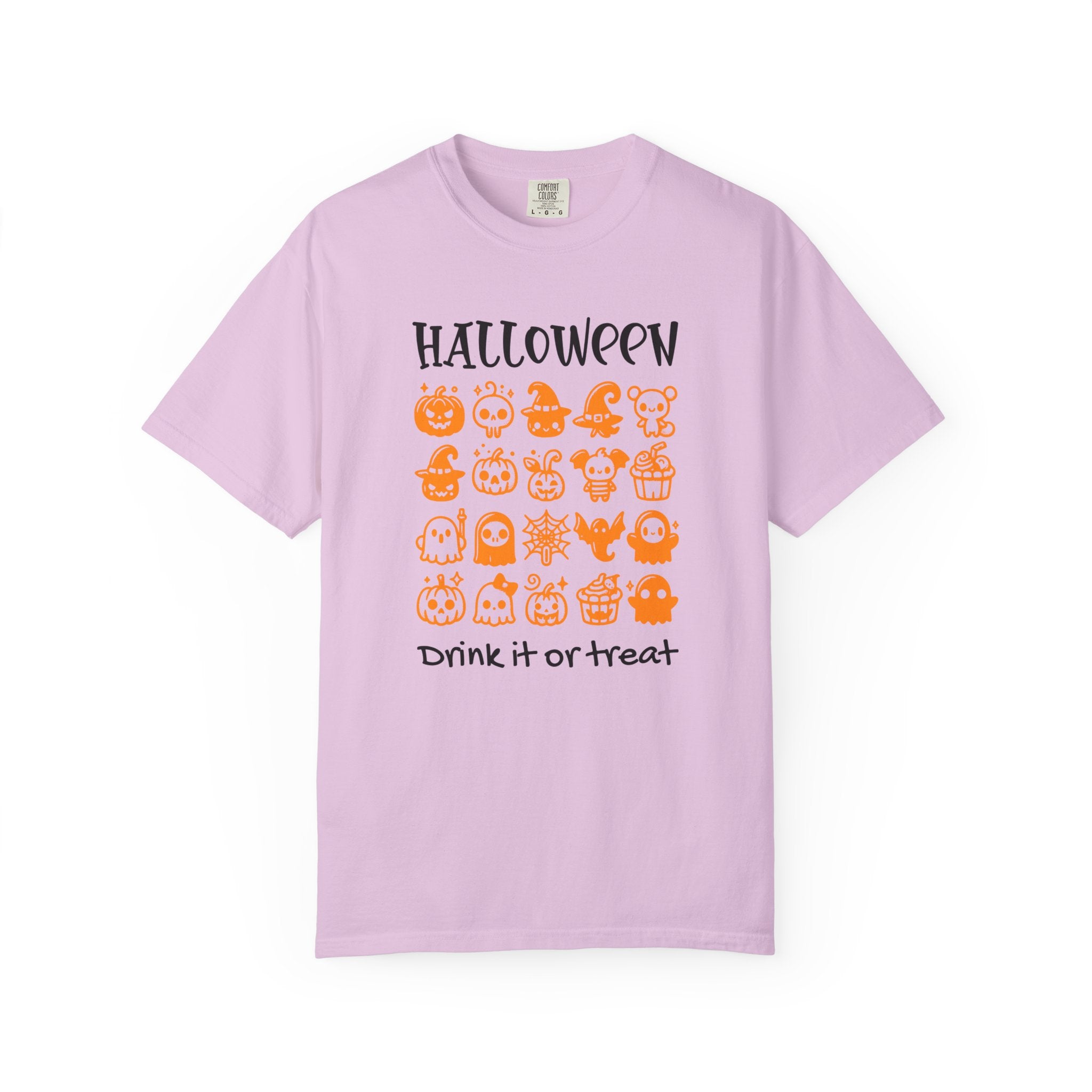 Drink It or Treat Halloween T-Shirt: Spooky Fun Graphic Tee with 25 Icon Design - Orchid / S - T-Shirt
