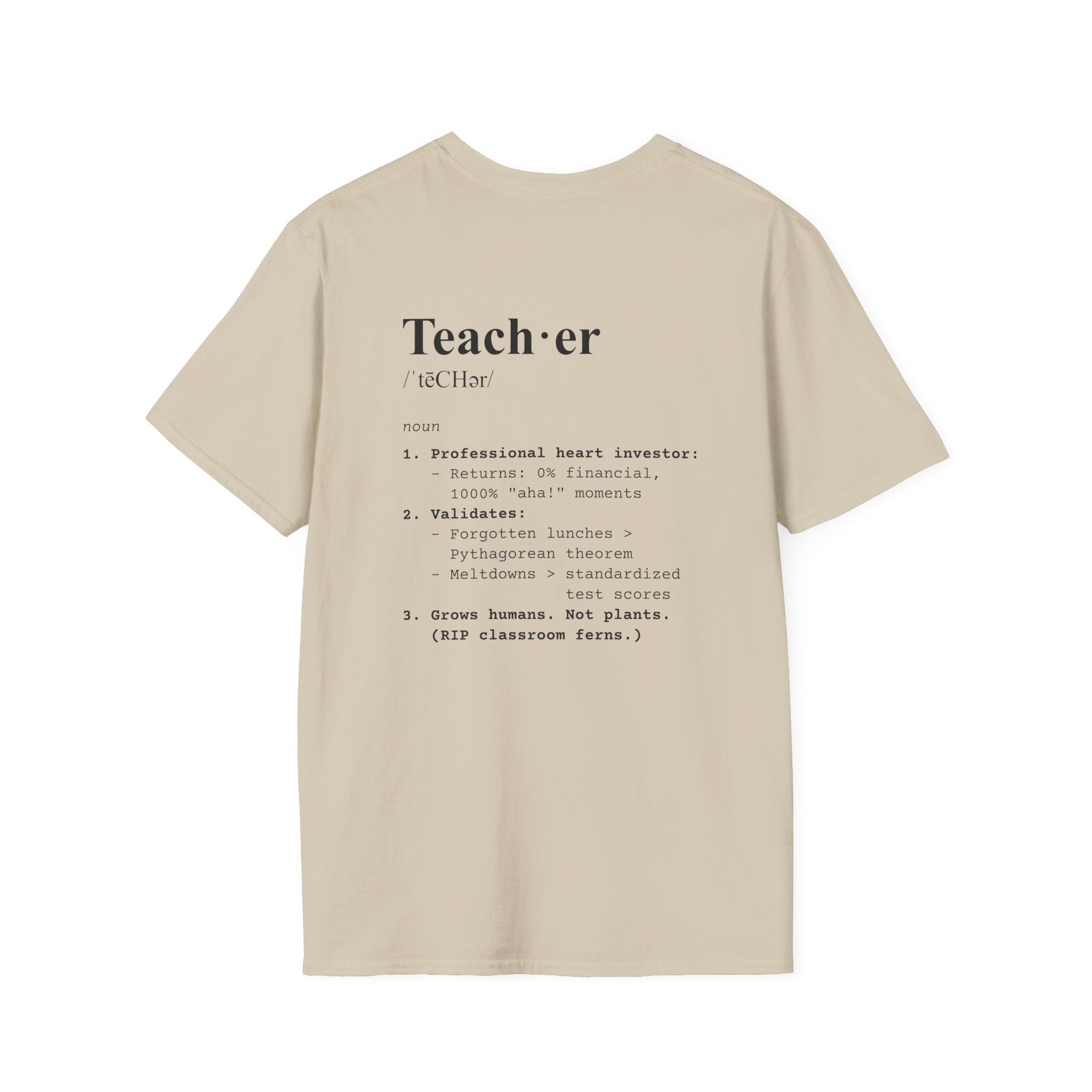 Teacher Definition T-Shirt (V4 - Back Print) - Sand / S - T-Shirt
